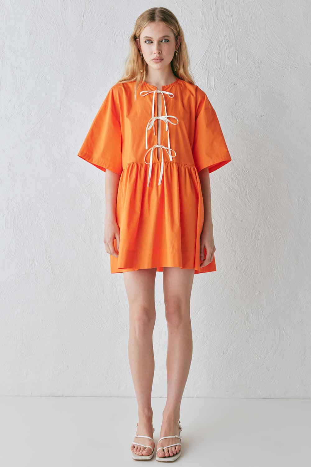 Naomi Smock Mini Dress Tangerine Product Image