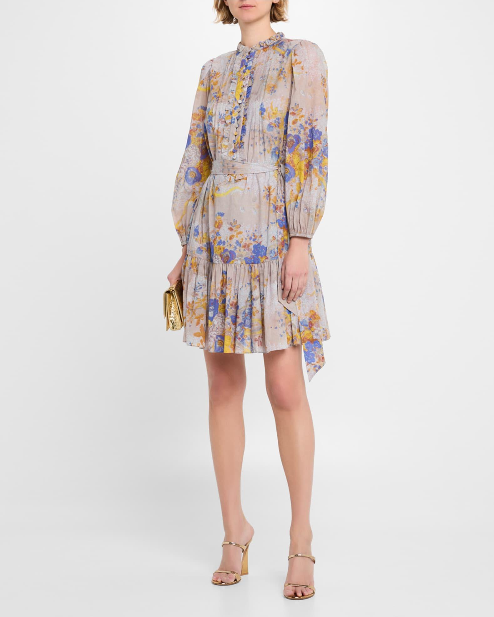 Hilary Floral-Print Pintuck Flounce Mini Dress Product Image