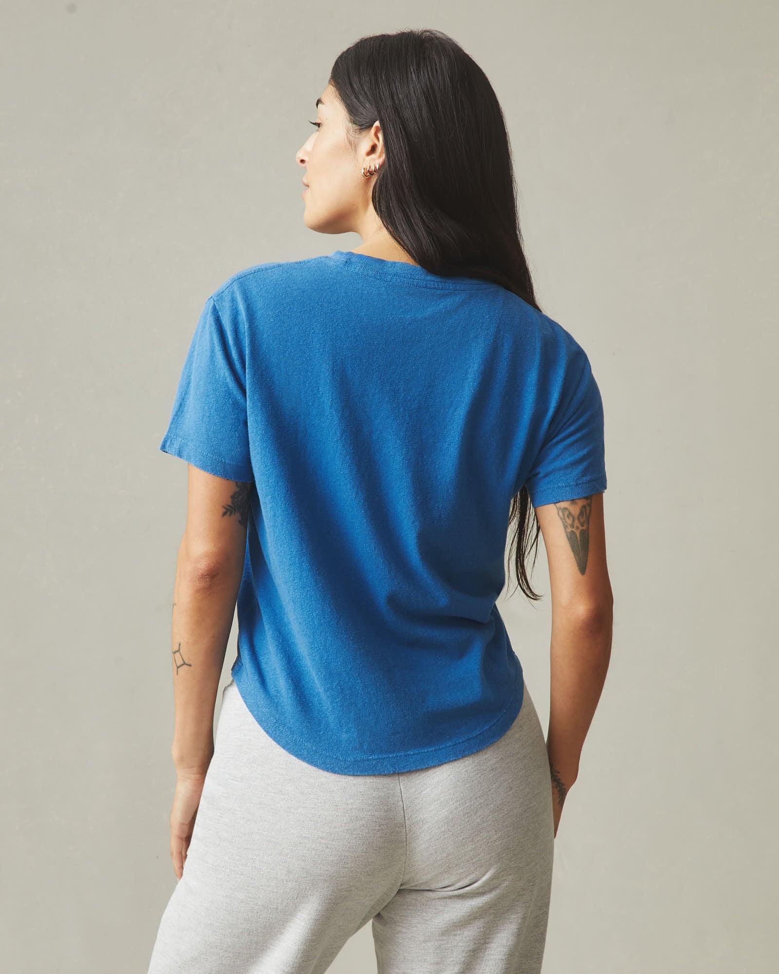 Women's Hemp Jersey Crew Tee - Classic Blue Female Product Image