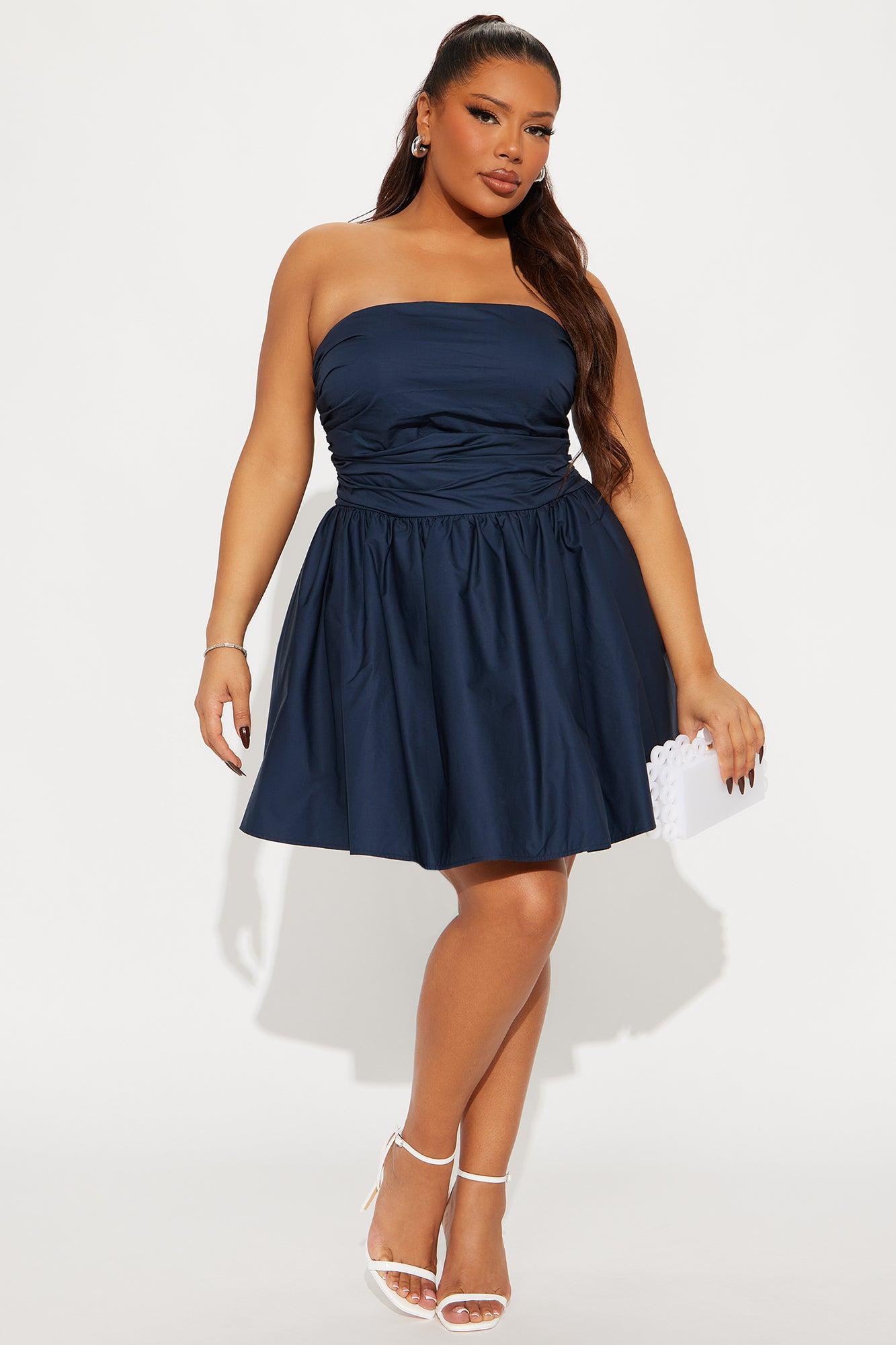 Florence Poplin Mini Dress - Navy Product Image
