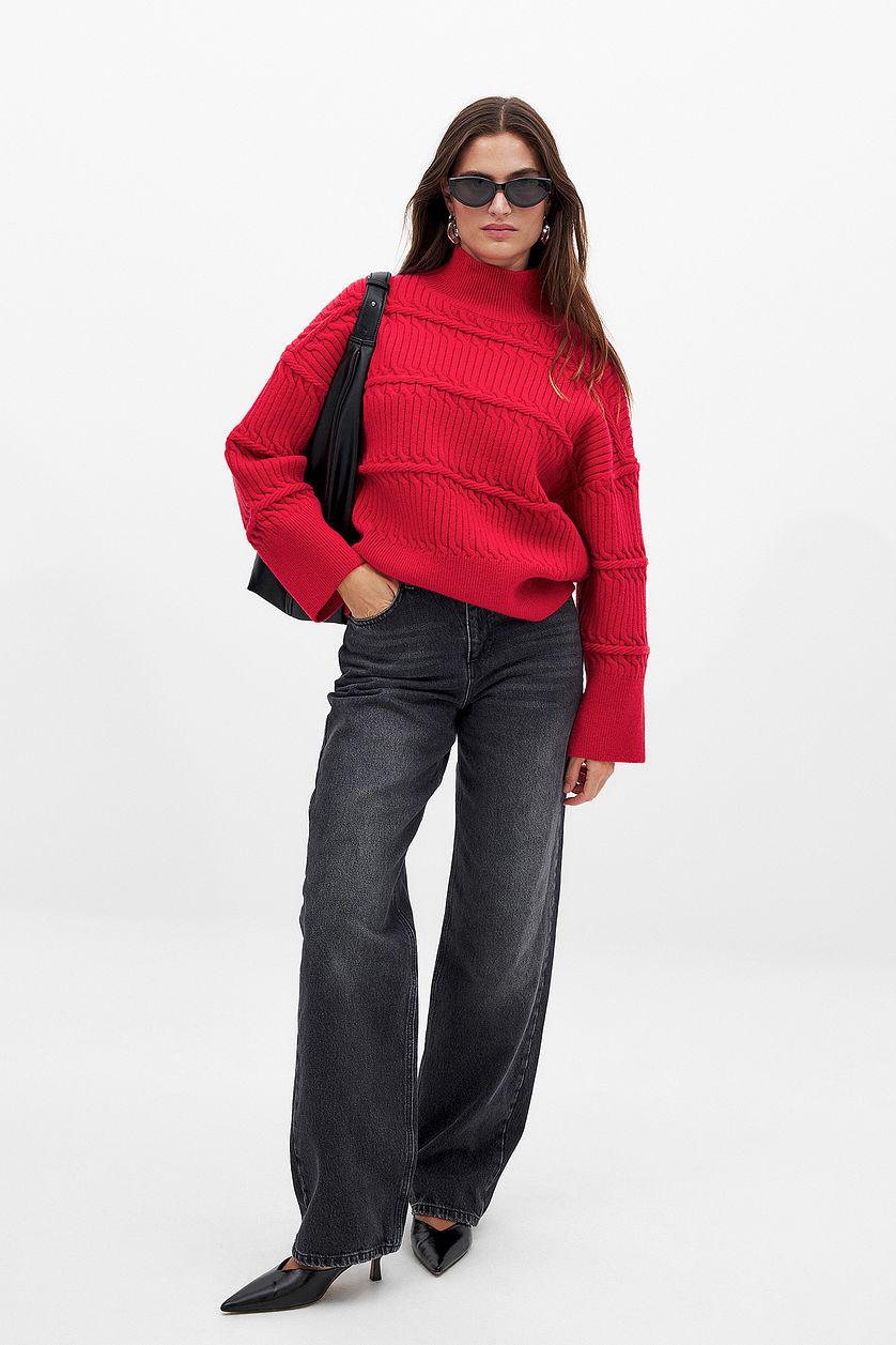Cable Knitted Turtle Neck Sweater Product Image