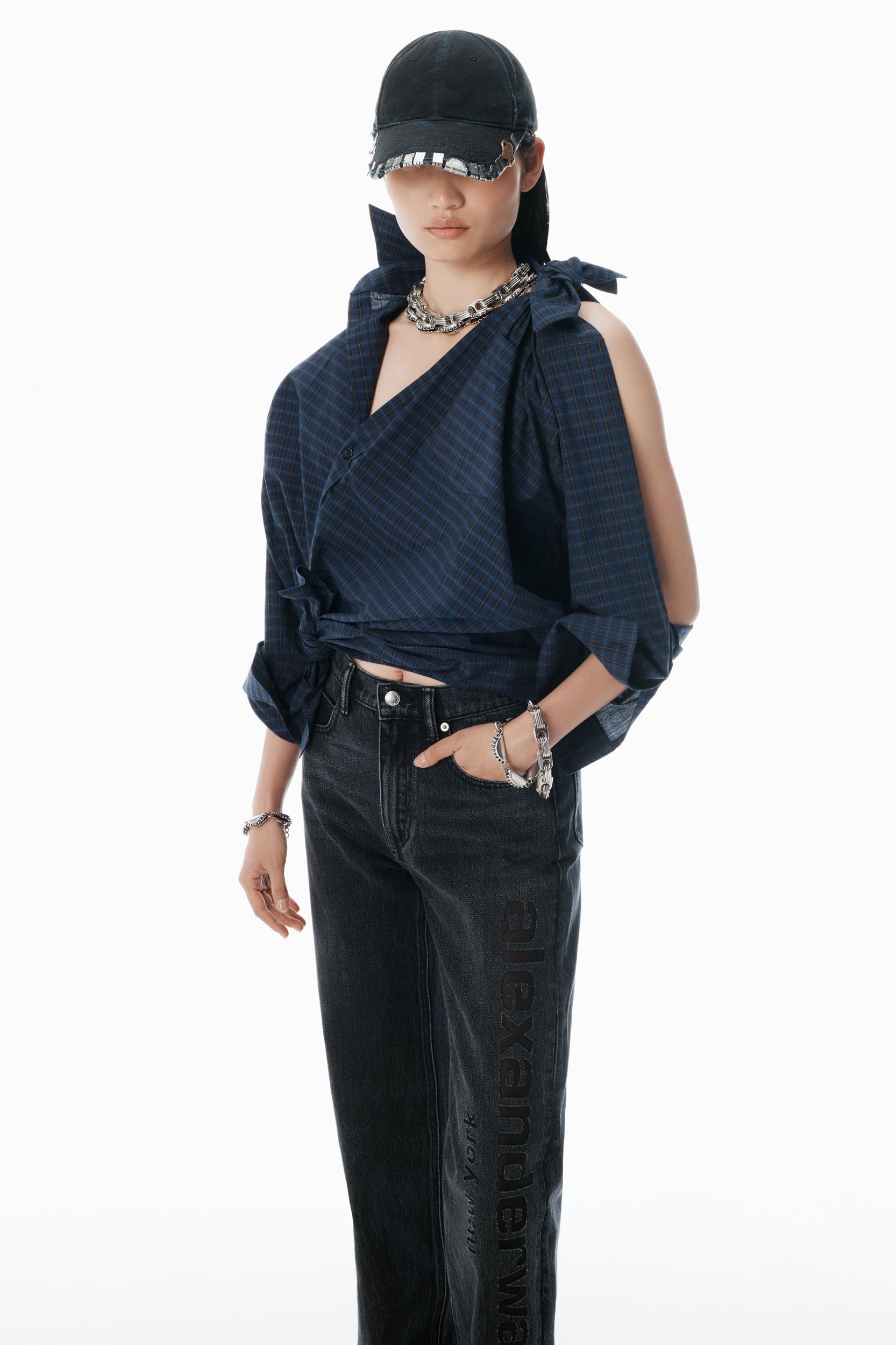 Grey Logo Cutout Mid-rise Jeans Product Image