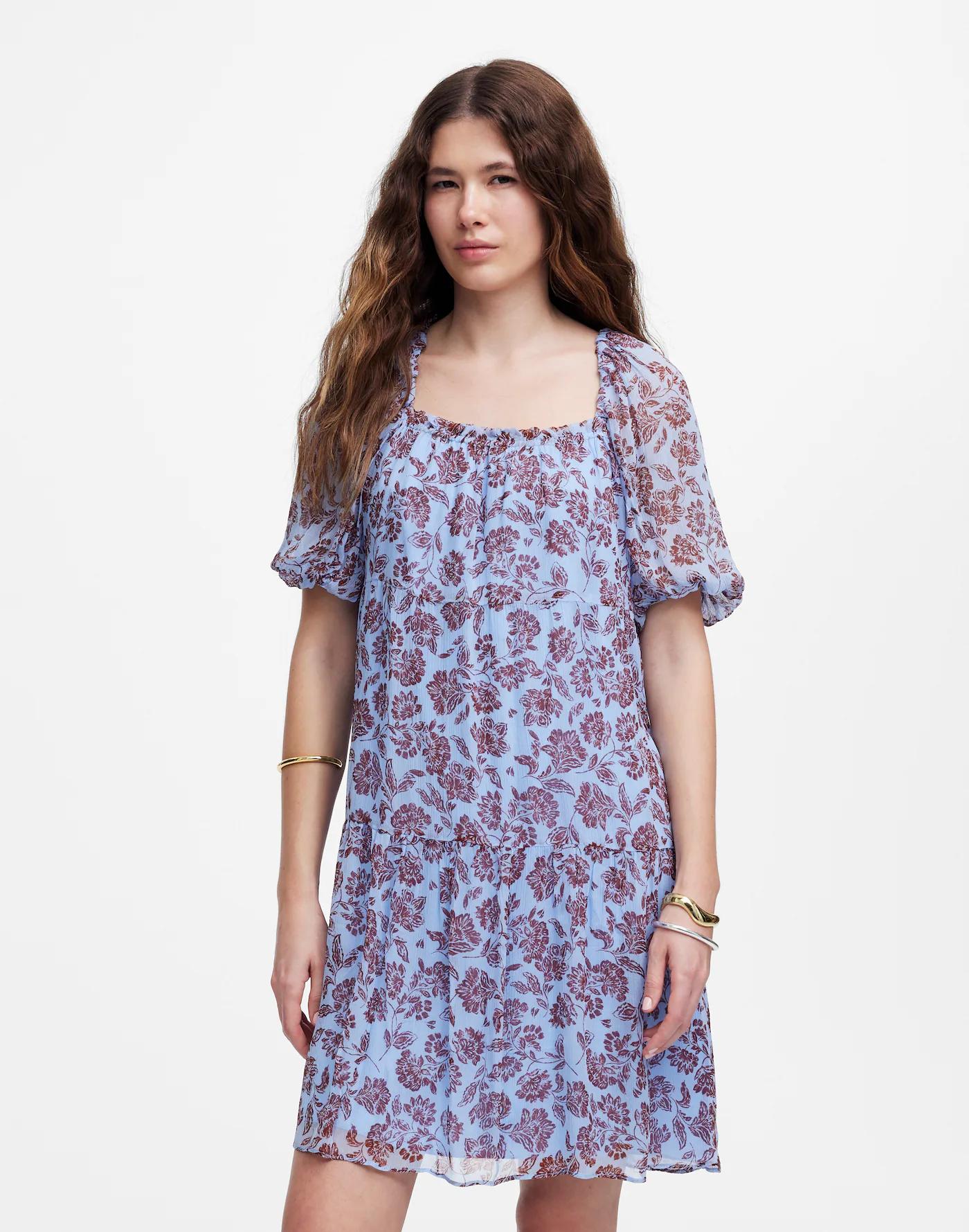 Puff-Sleeve Mini Dress in Floral Product Image