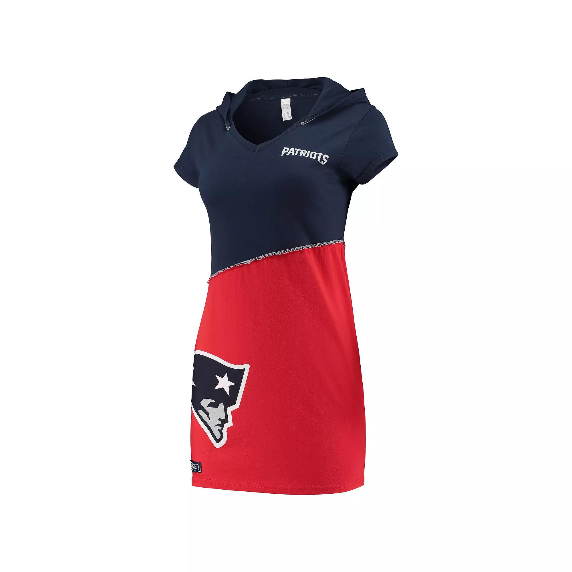 Women's Refried Apparel Navy/Red New England Patriots Sustainable Hooded Mini Dress, Size: Medium, Blue Product Image