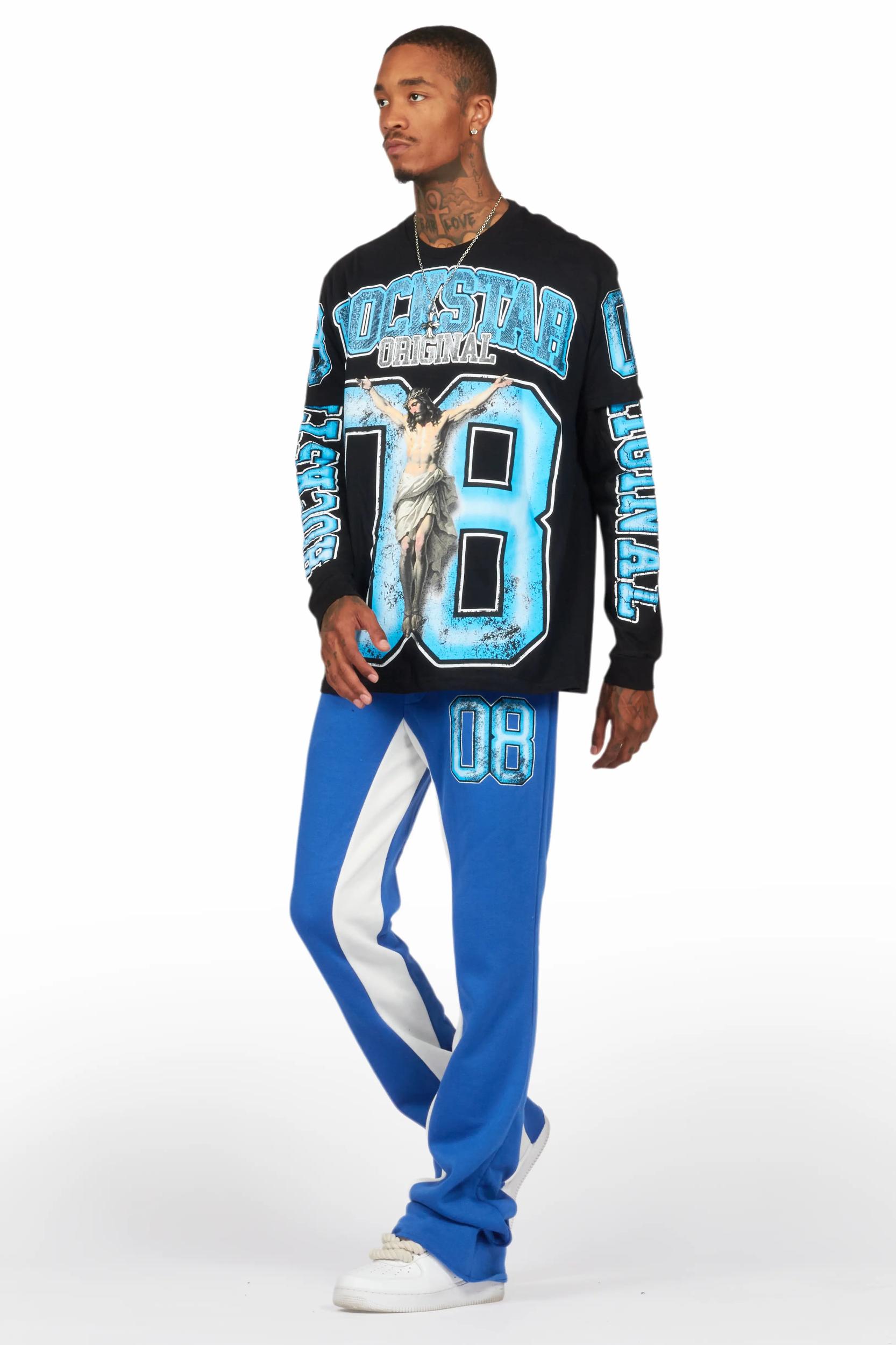 Fields Black/Royal Double Layer T-Shirt/Baggy Pant Set Male Product Image