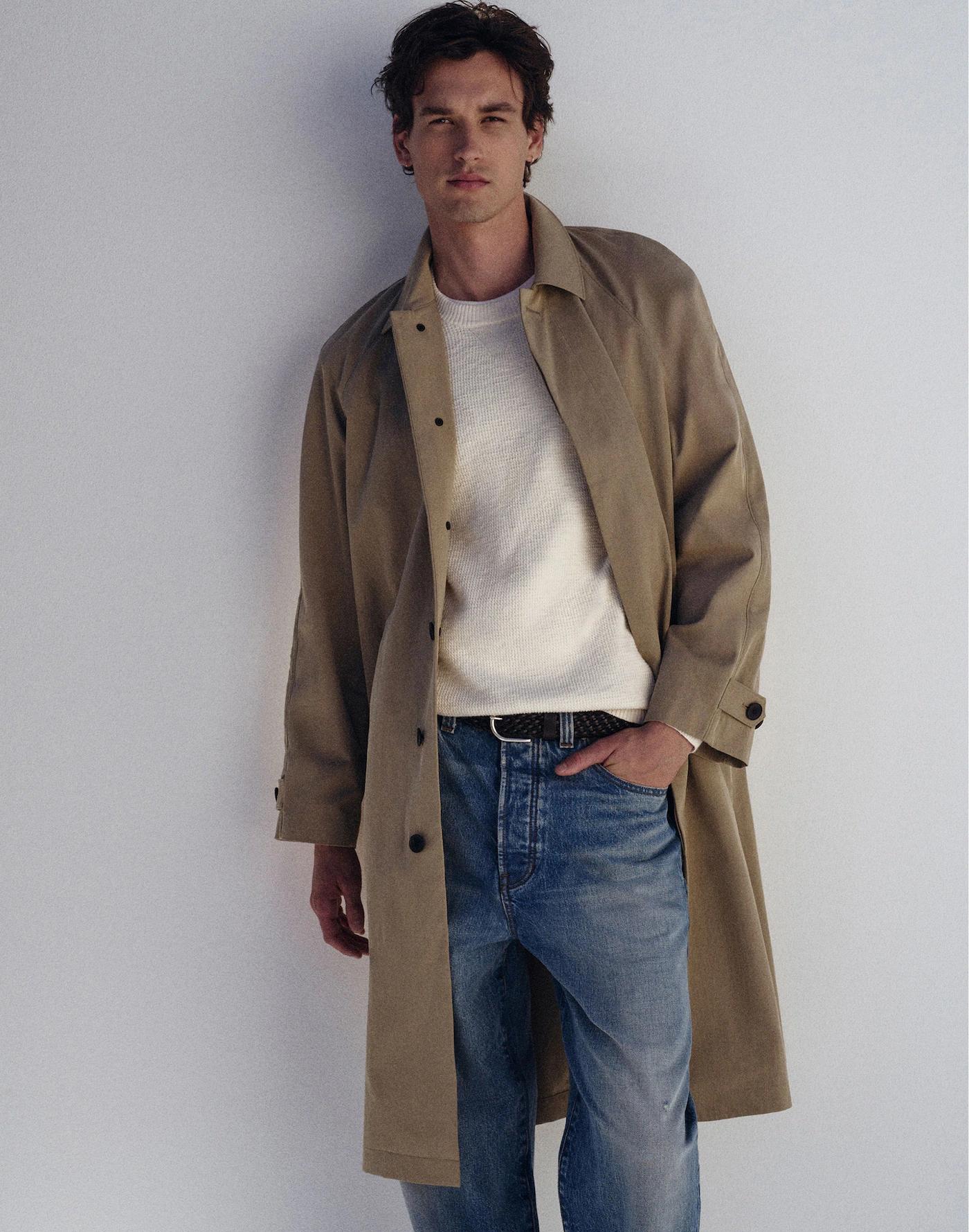 Raglan-Sleeve Trench Coat in Italian Twill Product Image