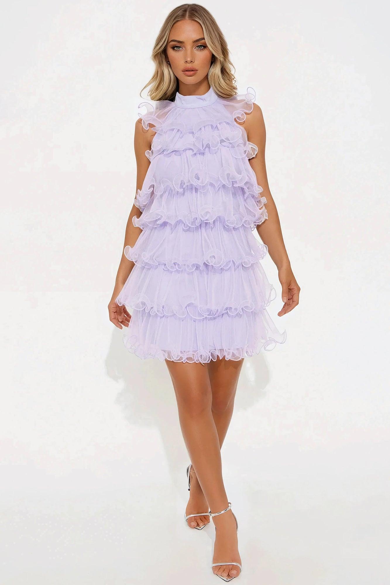 Antonia Tulle Mini Dress - Lavender Product Image
