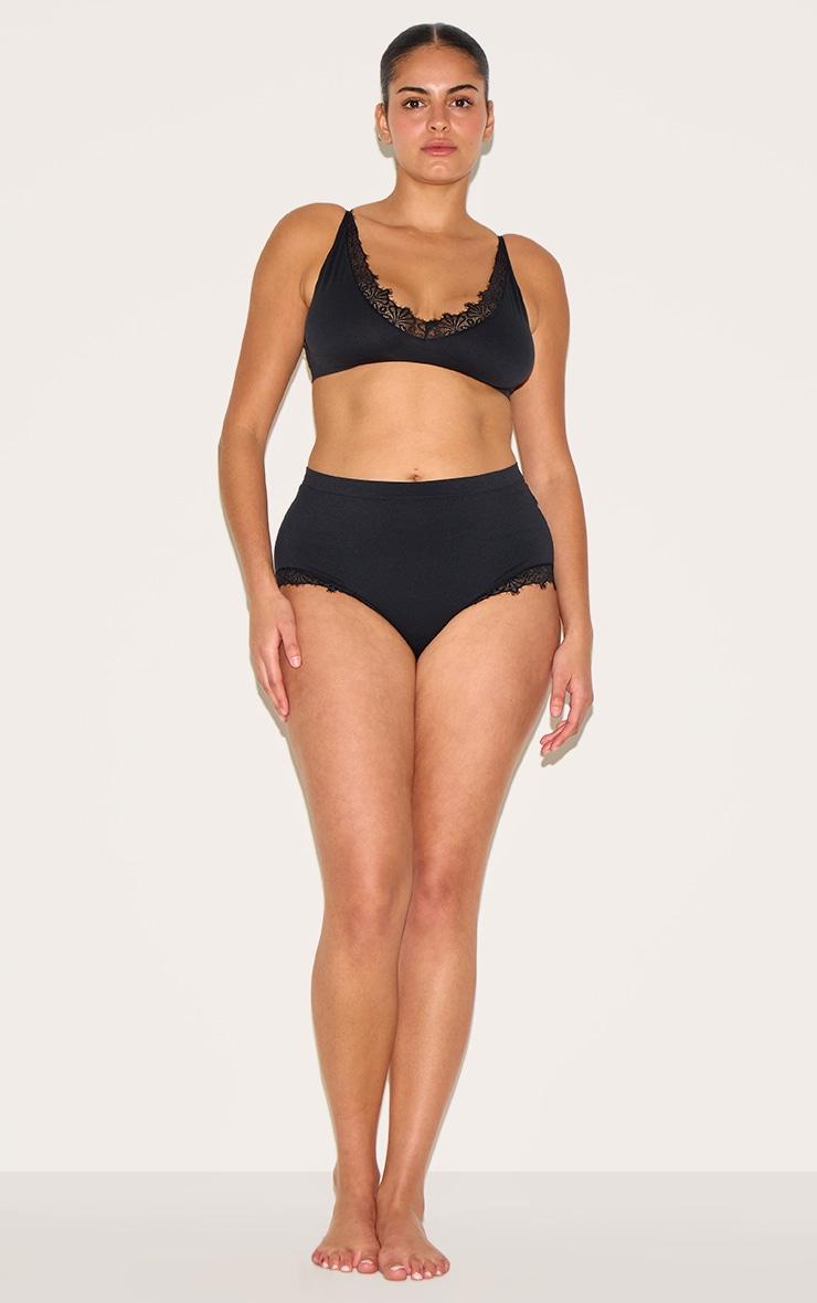 Black Lace Trim Detail Bralette Product Image