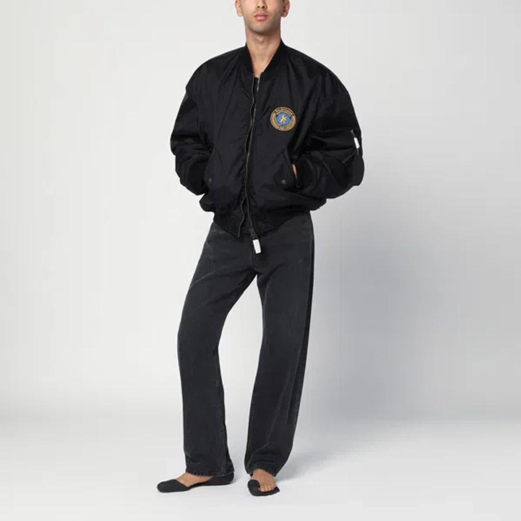 BALENCIAGA Nylon Uniform Merch Large Fit Bomber In Black Product Image