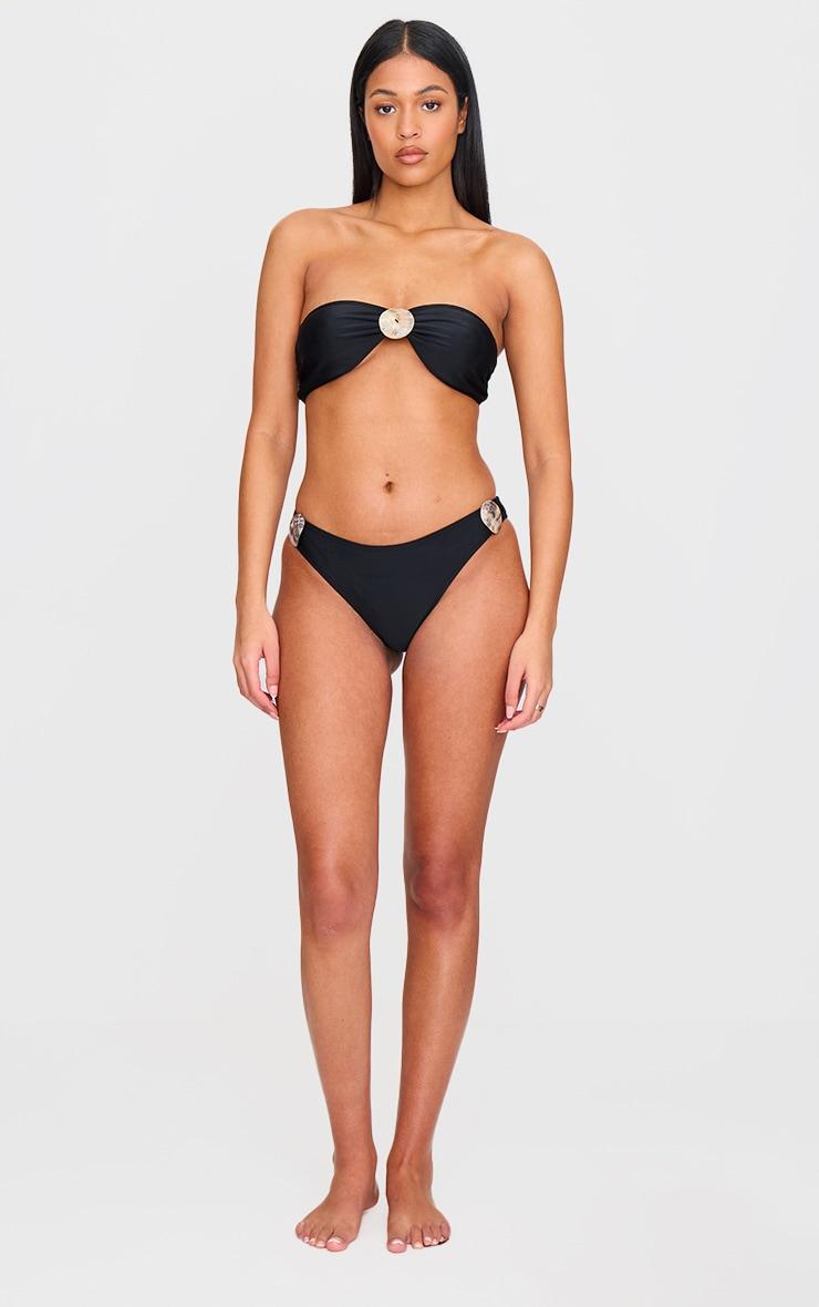 Black Shell Trim Bandeau Bikini Top Product Image
