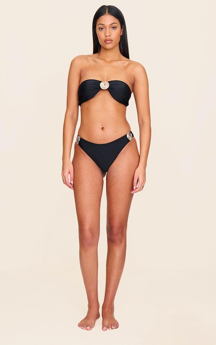 Black Shell Trim Bandeau Bikini Top Product Image