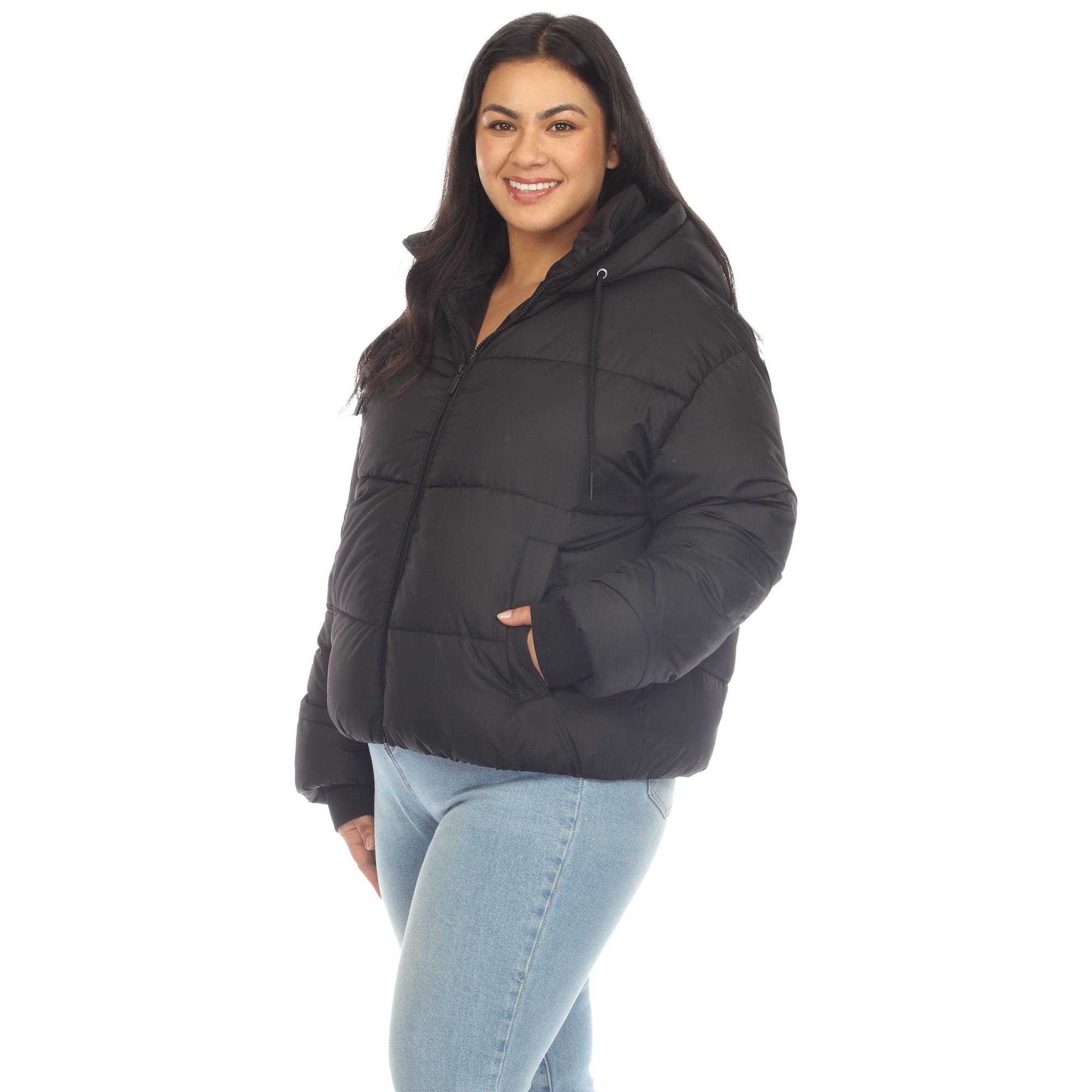 Full Front Zip Hooded Bomber Puffer Coat - Plus Product Image