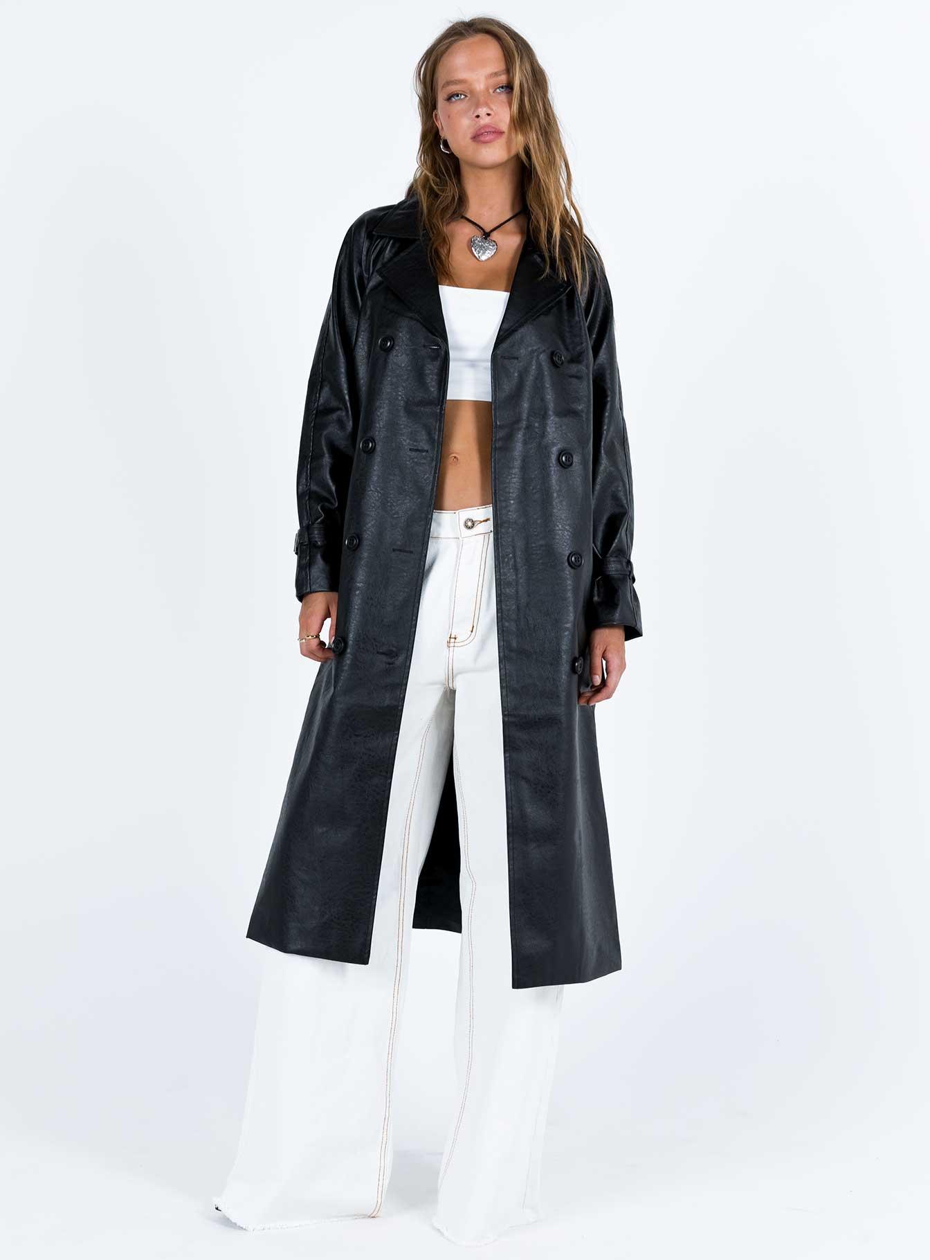 Montanna Faux Leather Coat Black Product Image