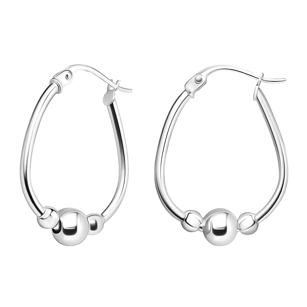 Aleure Precioso Sterling Silver Nickel Free Oval Hoop Earrings, Women's Product Image