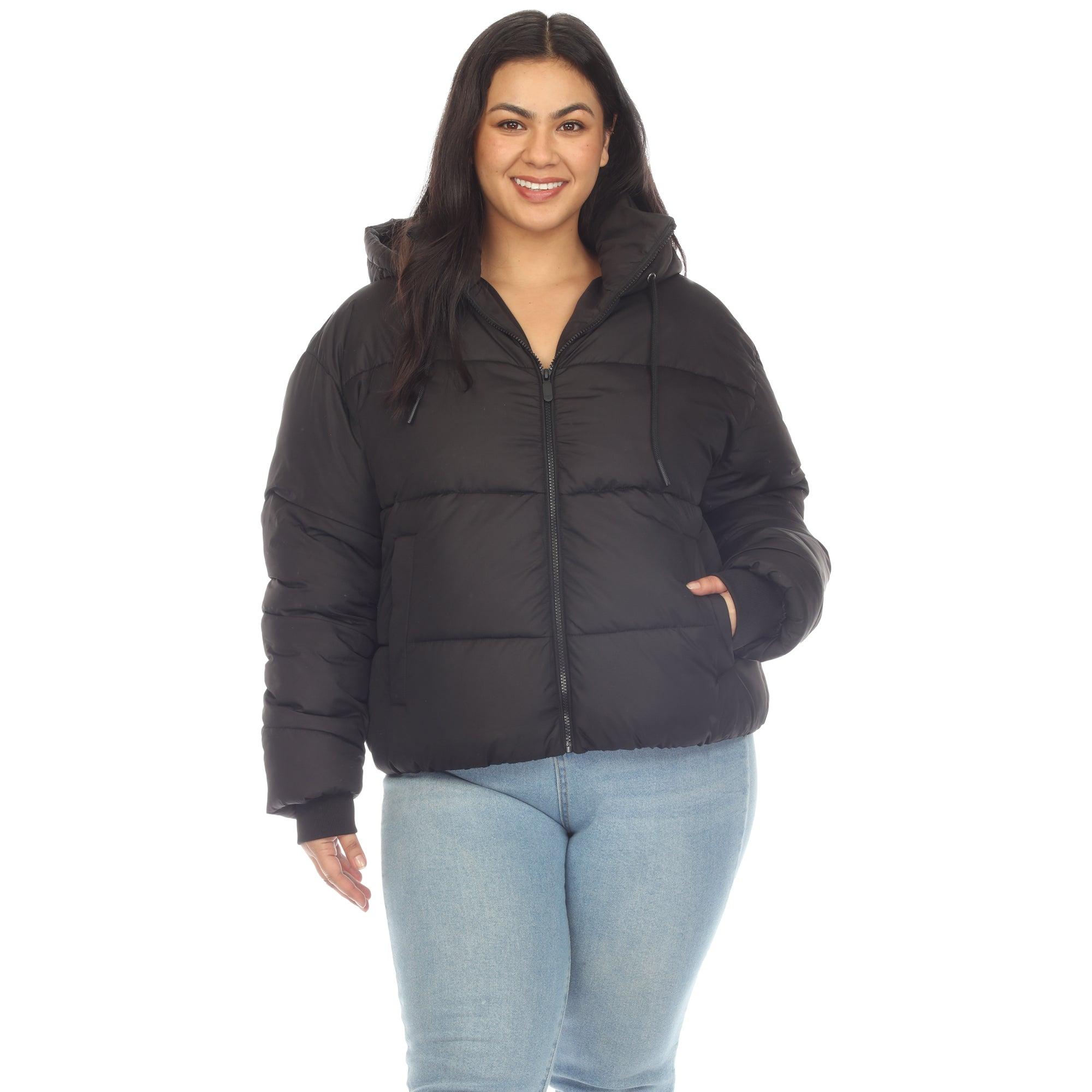 Full Front Zip Hooded Bomber Puffer Coat - Plus Product Image