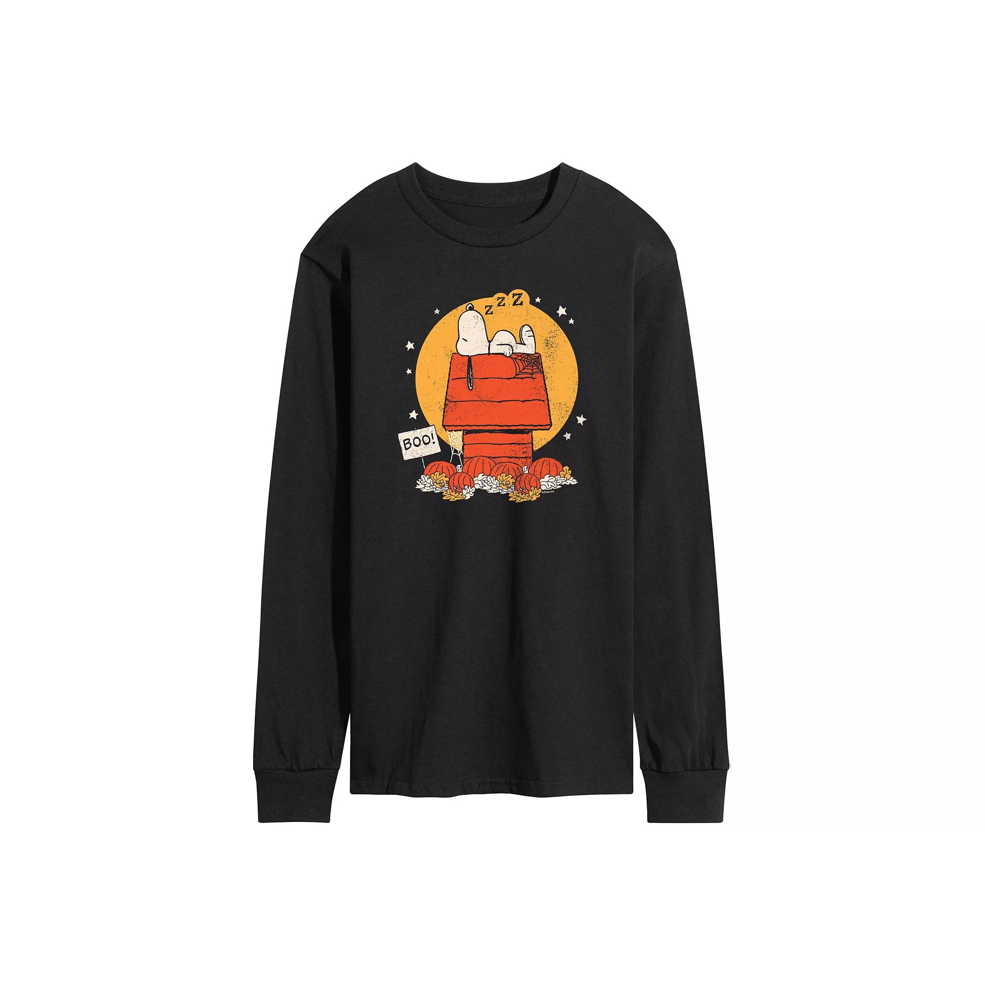 Men's Peanuts Snoopy Halloween Dog House Long Sleeve Graphic Tee,  Product Image