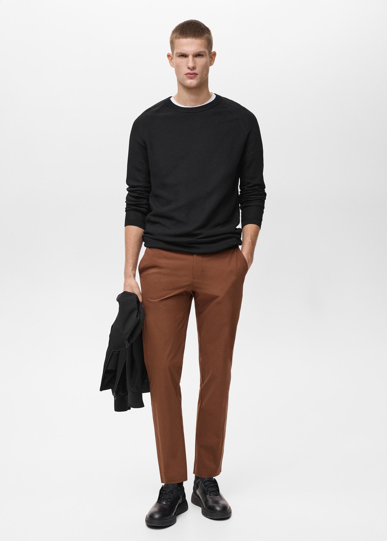 Stretch fabric slim-fit pants with drawstring - Men | MANGO USA Product Image