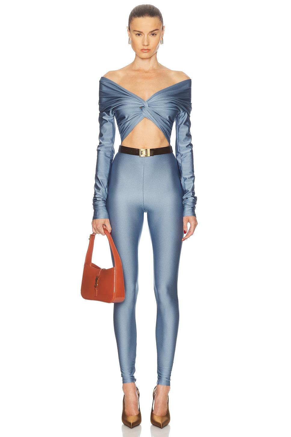 The Andamane Kendall Off Shoulder Jumpsuit in Baby Blue Product Image