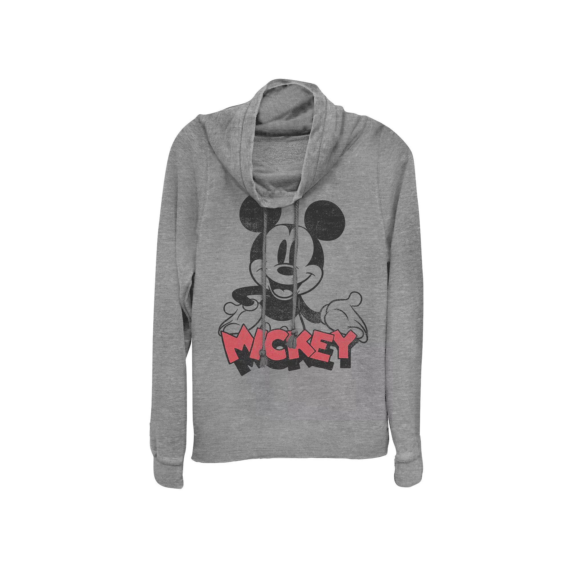 Disney's Mickey Mouse Juniors' Happy Cowlneck Graphic Lightweight Long Sleeve, Girl's,  Product Image