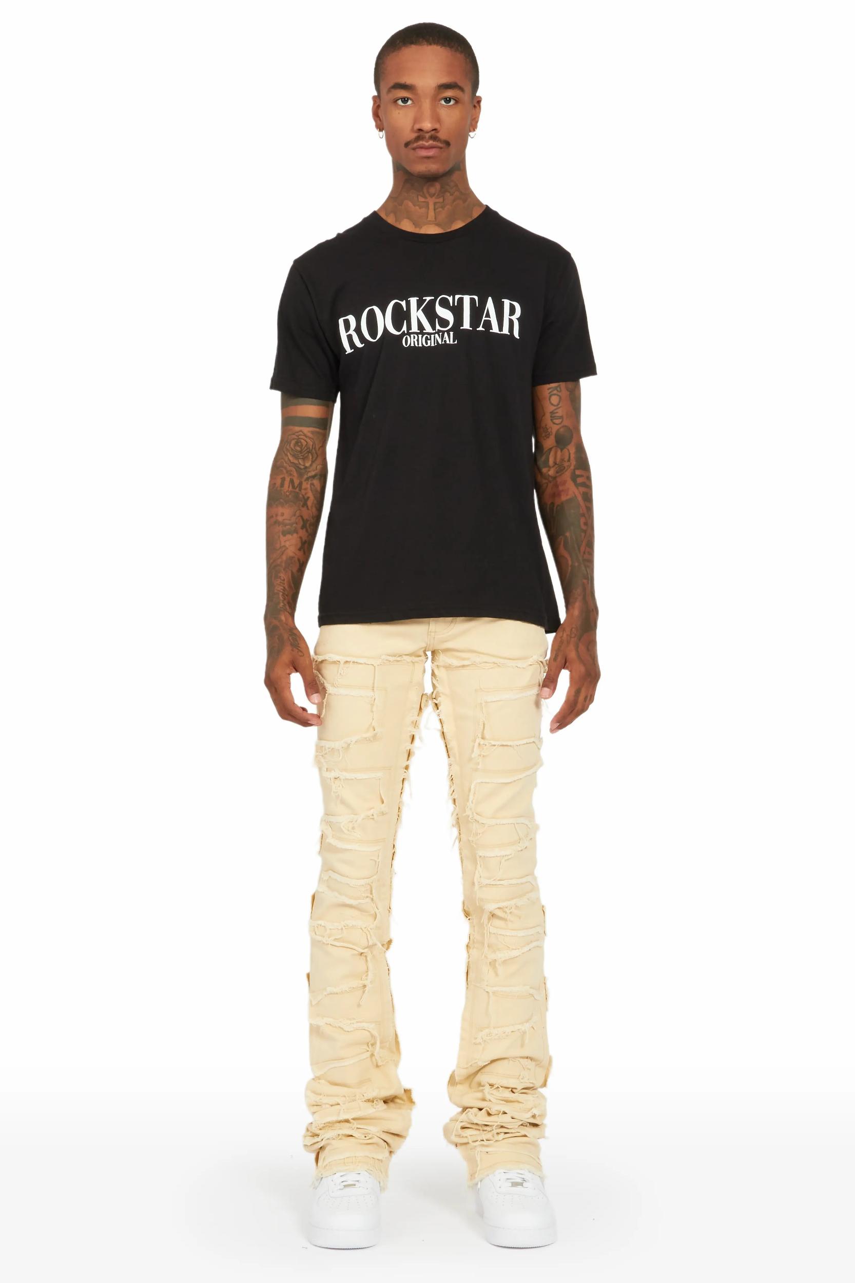 Hallie Beige Super Stacked Flare Jean Male Product Image