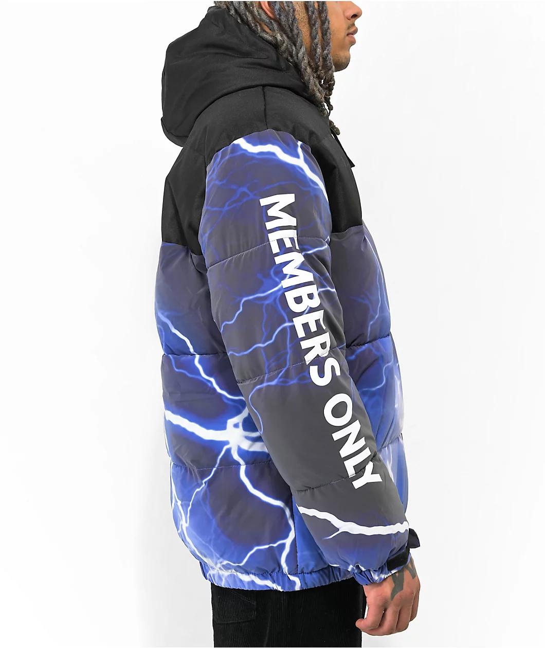 Members Only Lightning Blue Hooded Puffer Jacket Product Image
