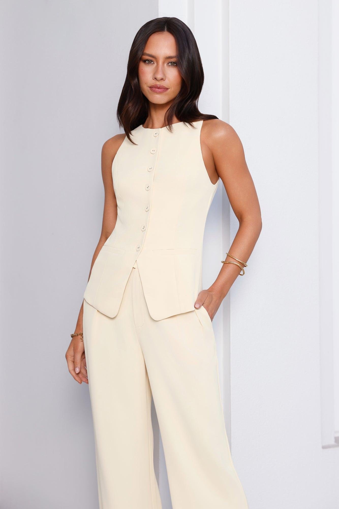 Structure Tailored Vest Top Lemon Product Image