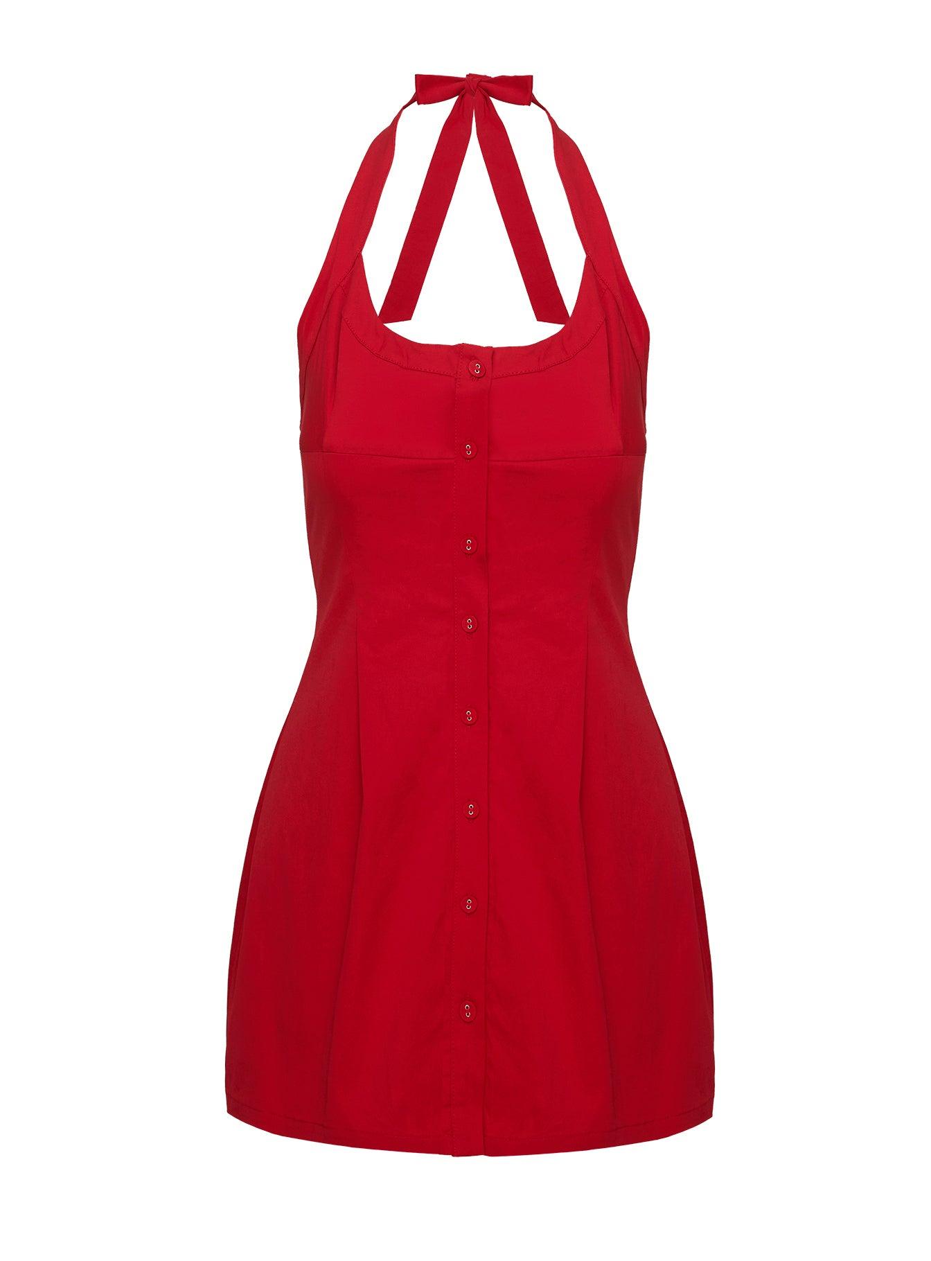 Mallorie Halter Mini Dress Red Product Image