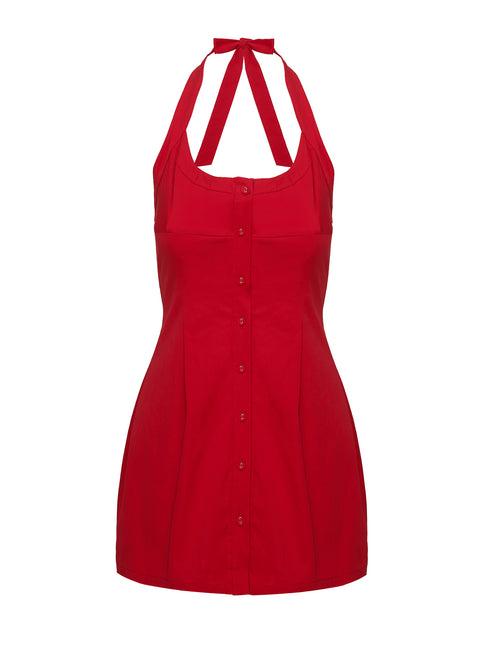 Mallorie Halter Mini Dress Red Product Image
