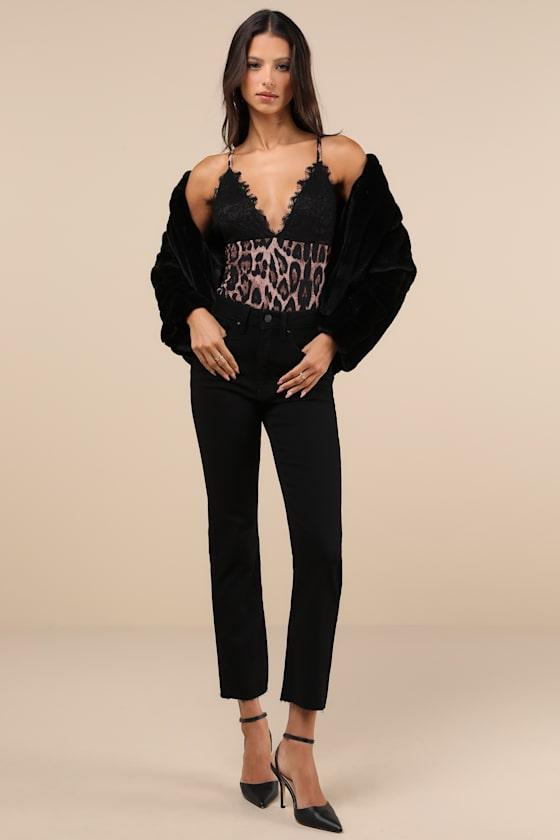 Fierce Expert Tan Leopard Print Mesh Lace Bodysuit Product Image