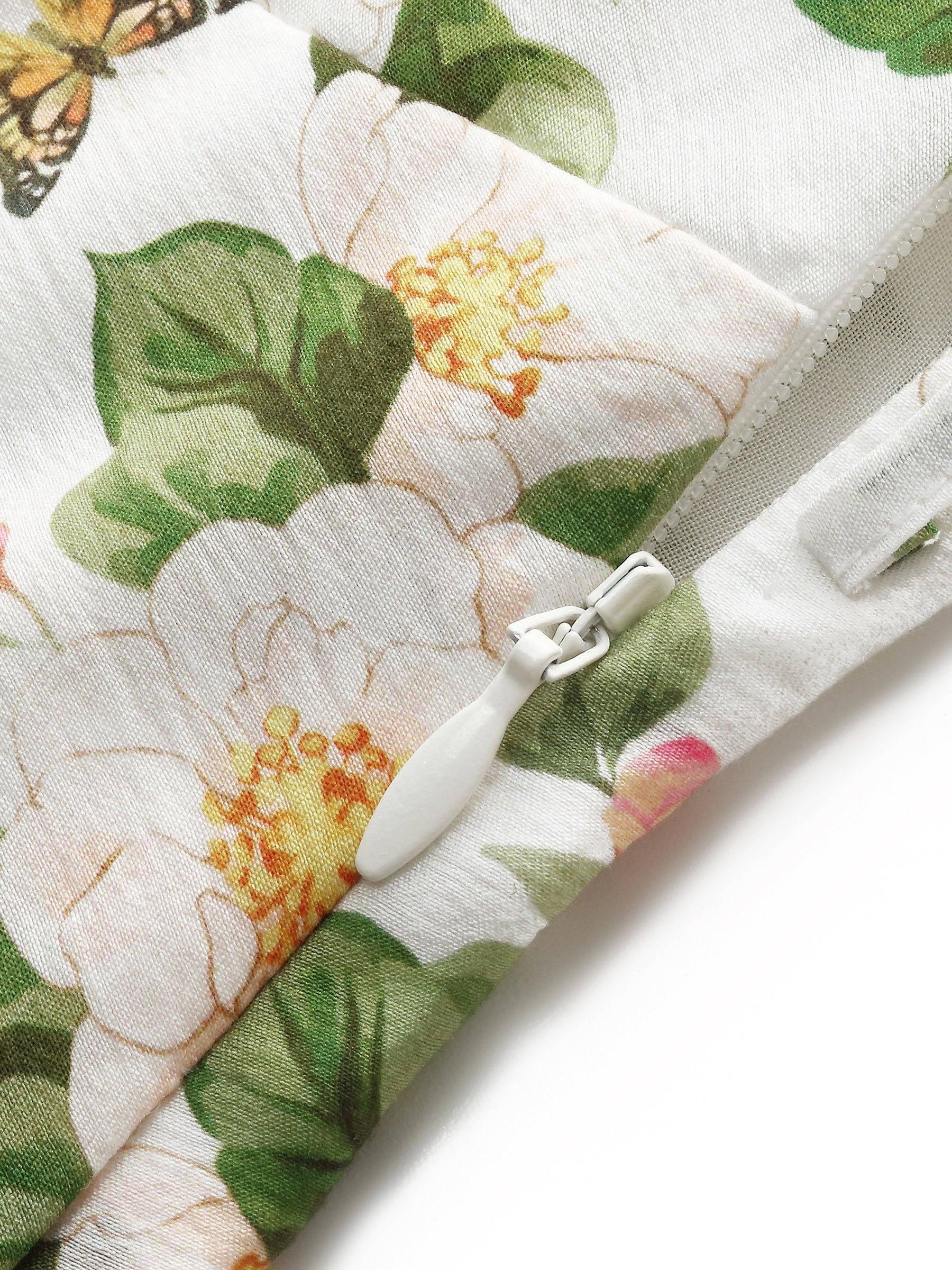 Acetate Blend Floral Print Women V-Neck Midi Dress With Belt Product Image