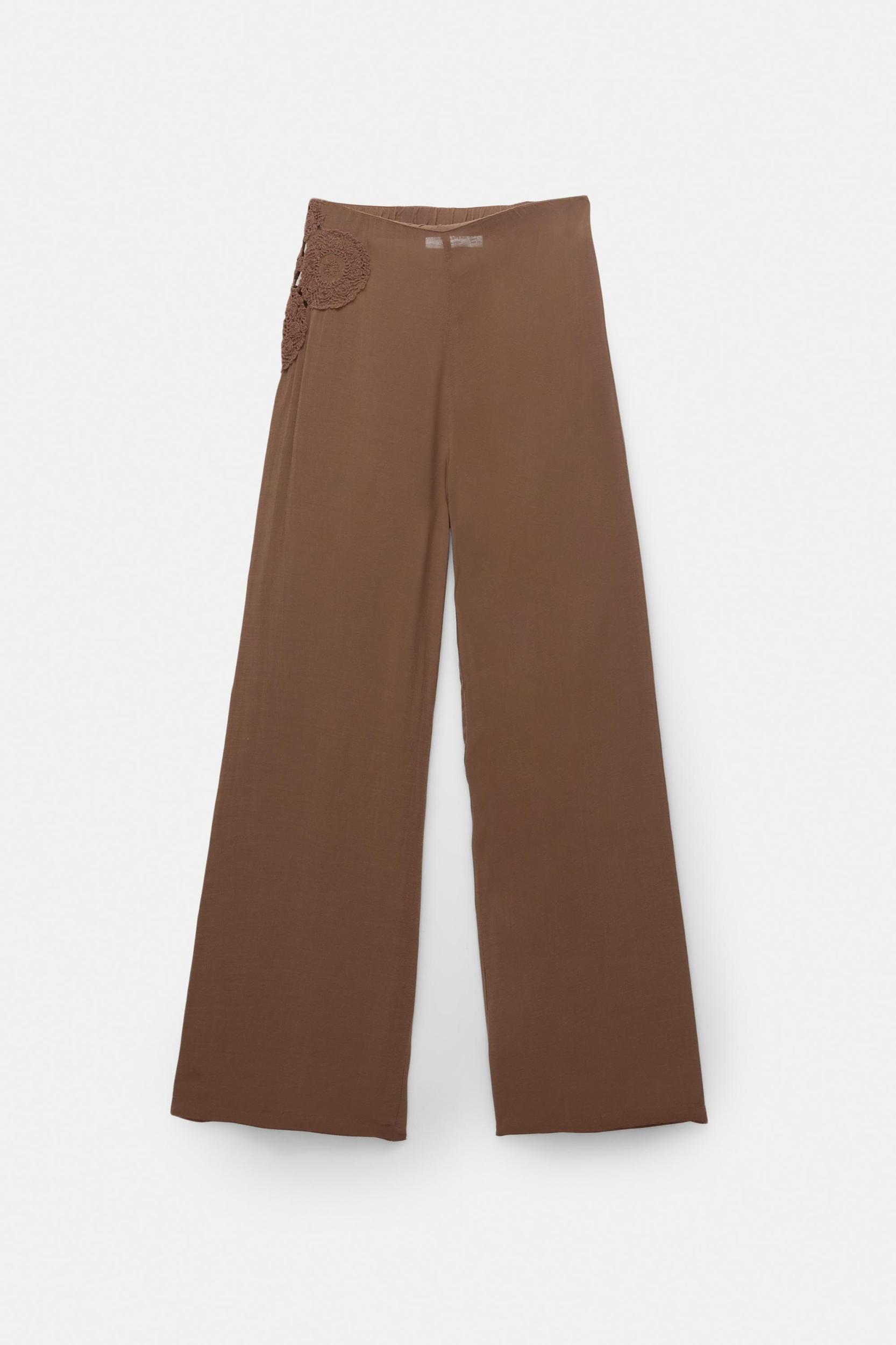 Rustic crochet embroidered trousers Product Image