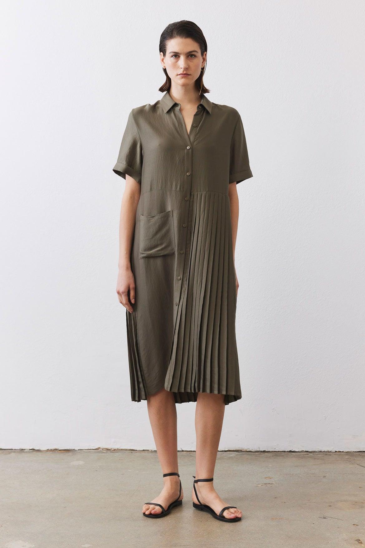 One-Sided Pleated Slinky Dress Product Image