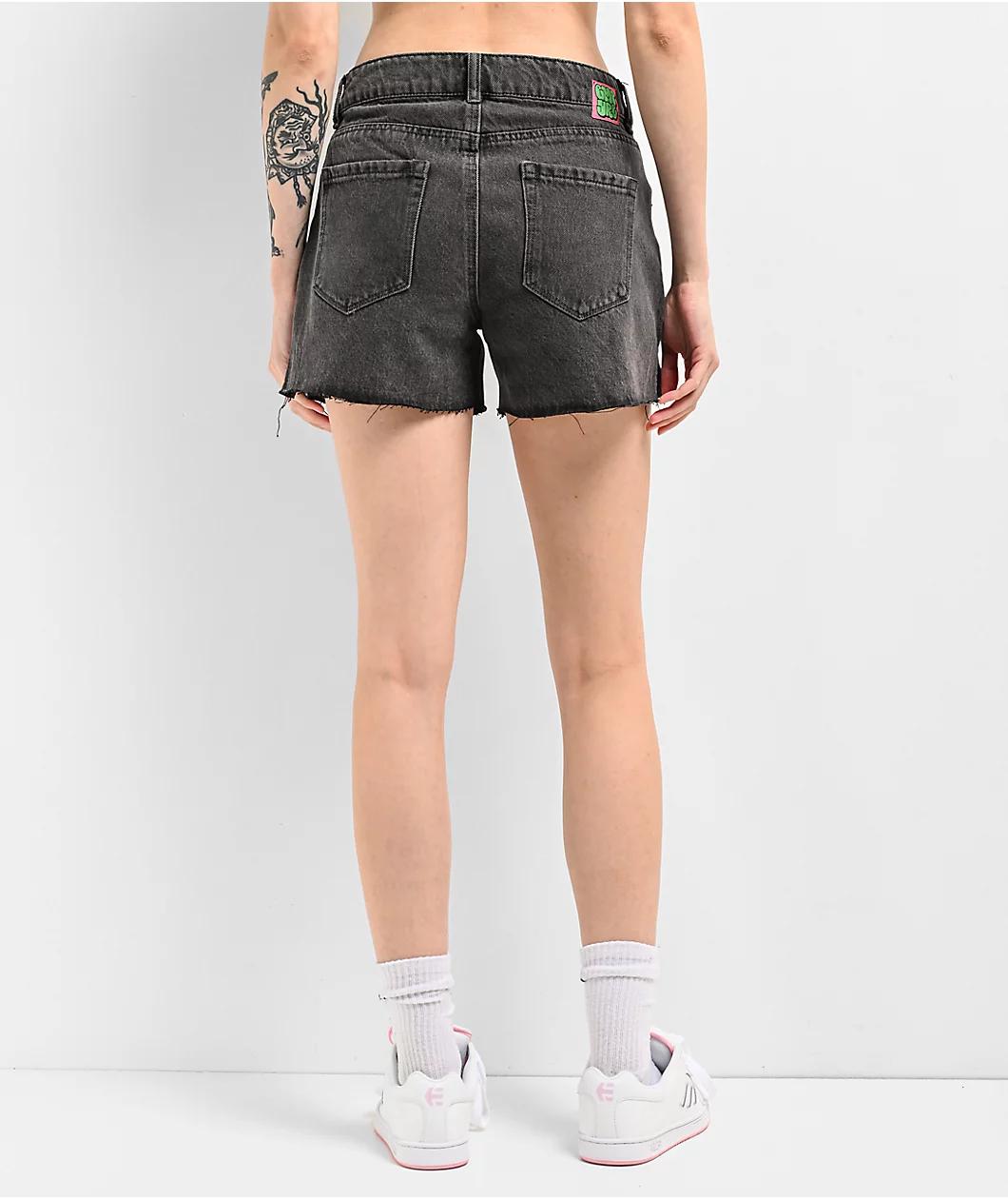 Empyre Kick Back Loose Fit Black Cutoff Shorts Product Image