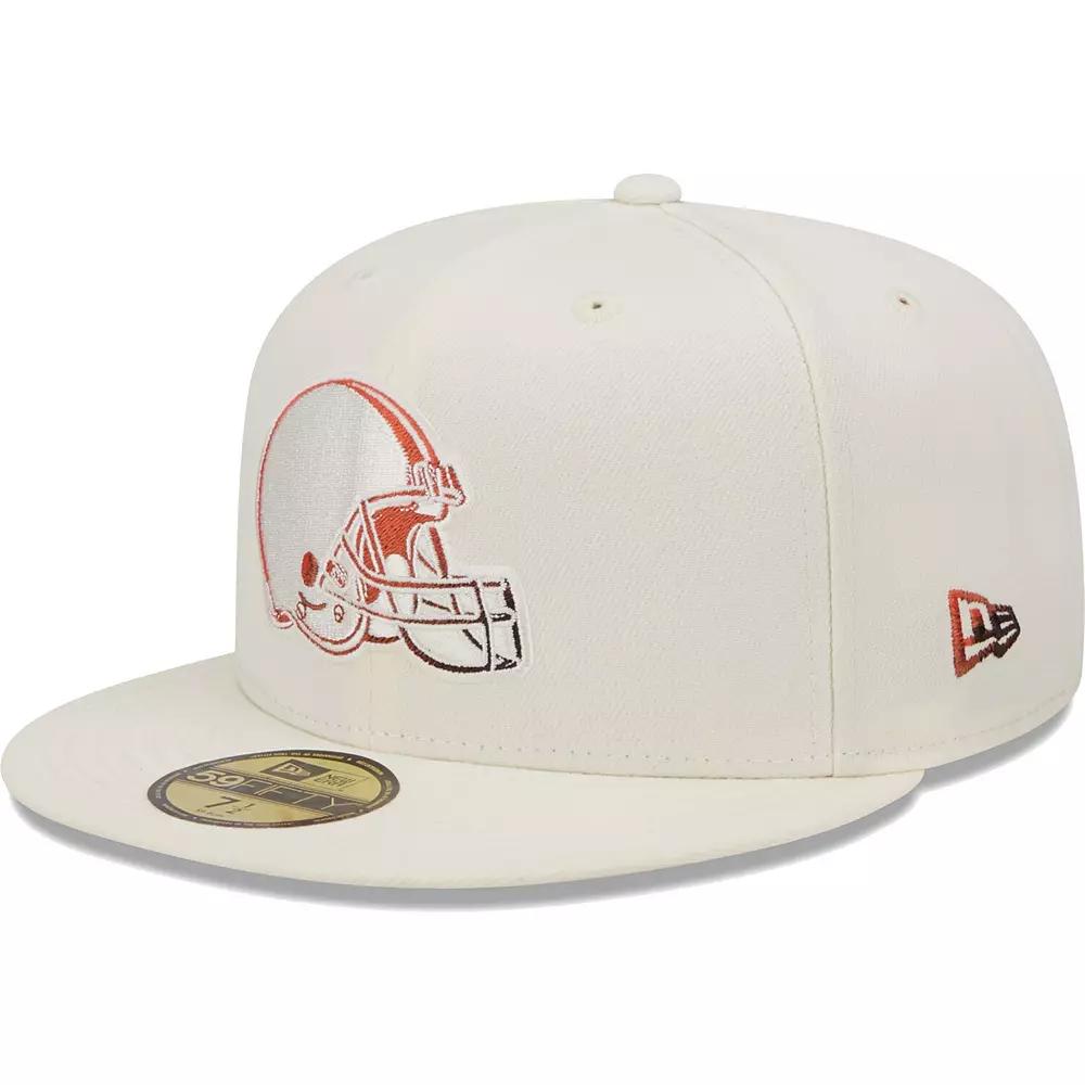 Men's New Era Cream Cleveland Browns Chrome Color Dim 59FIFTY Fitted Hat,  Product Image
