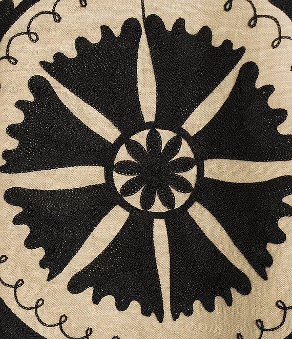 Le' AL.X Linen Blend Embroidered Boat Neck Sleeveless Mod Shift Mini Dress Product Image