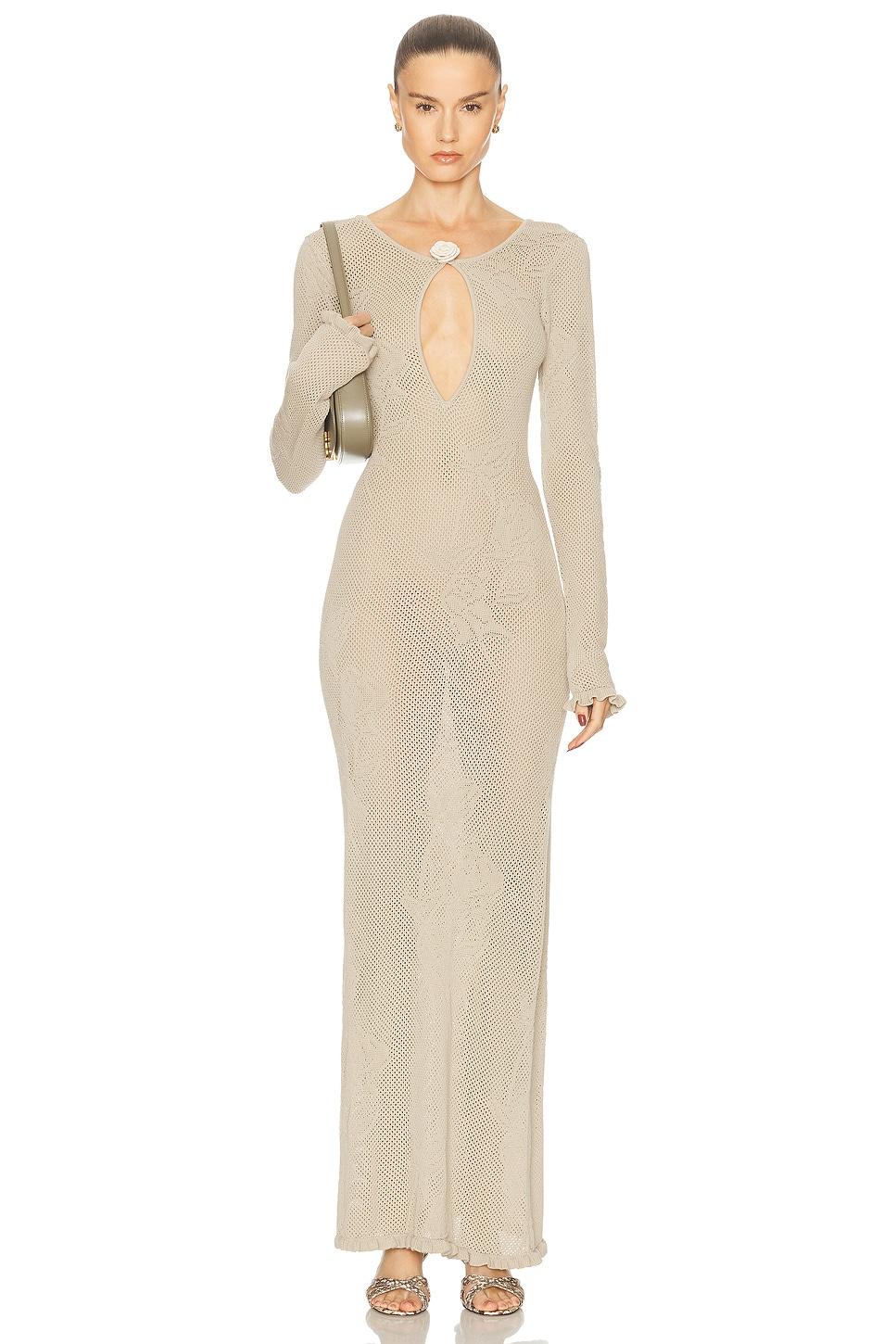 Rose Pointelle Knit Dress in Grey Brown Product Image