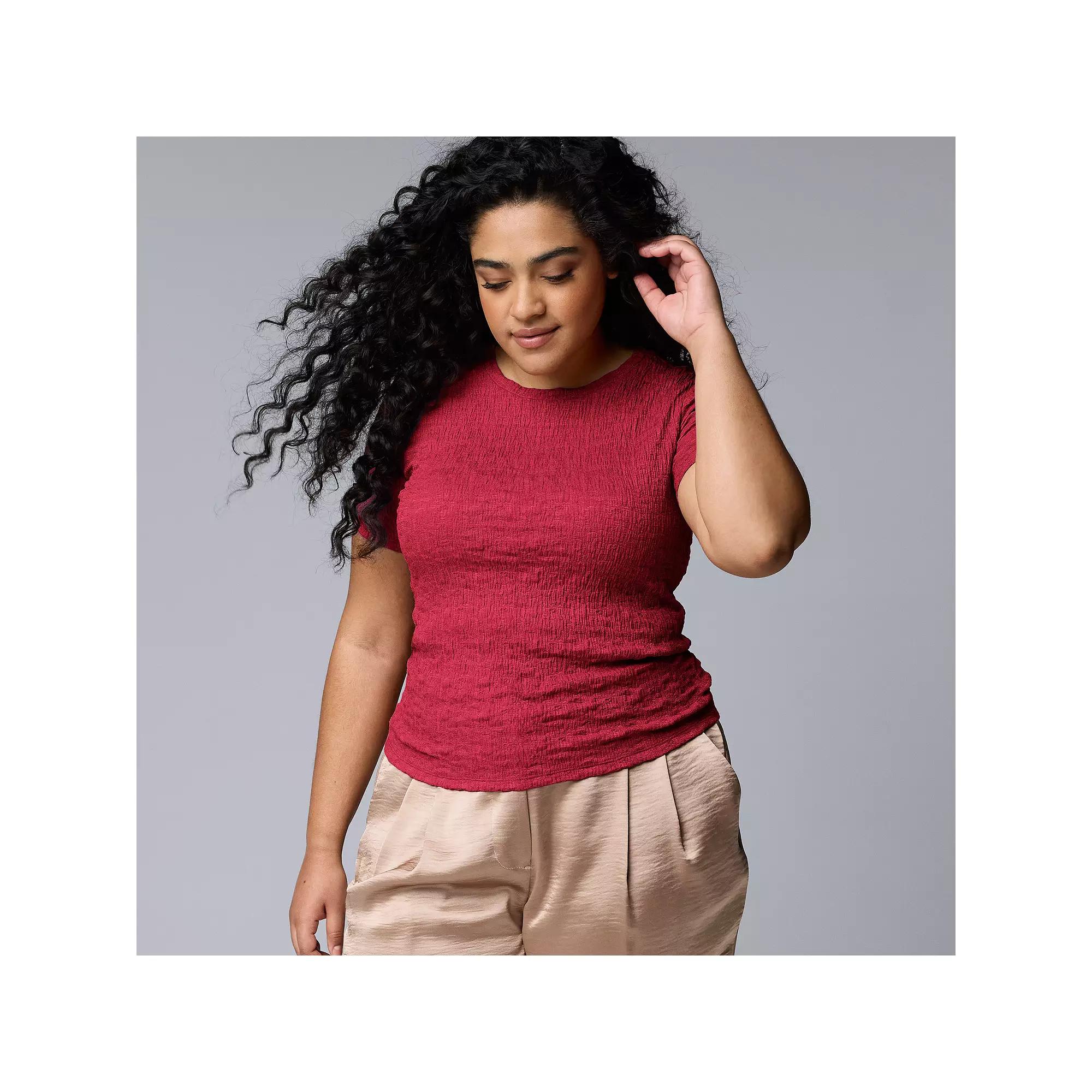 Plus Size Simply Vera Vera Wang Textured Tee, Women's, Size: 2XL, Vera Blue Product Image