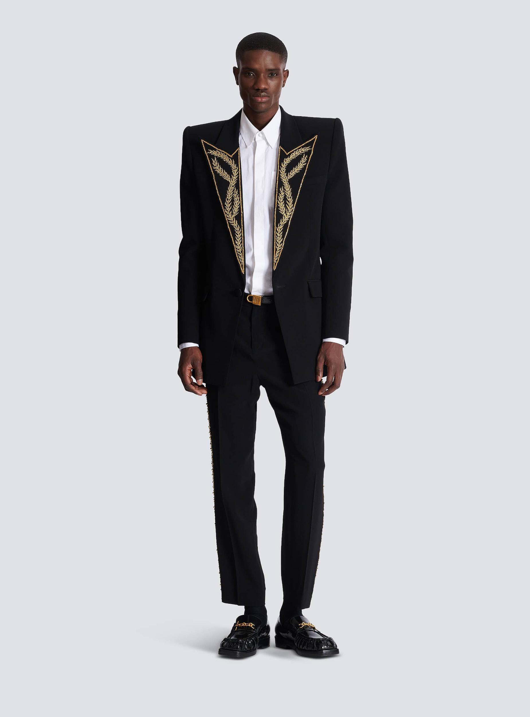 1-button jacket with embroidered collar Product Image