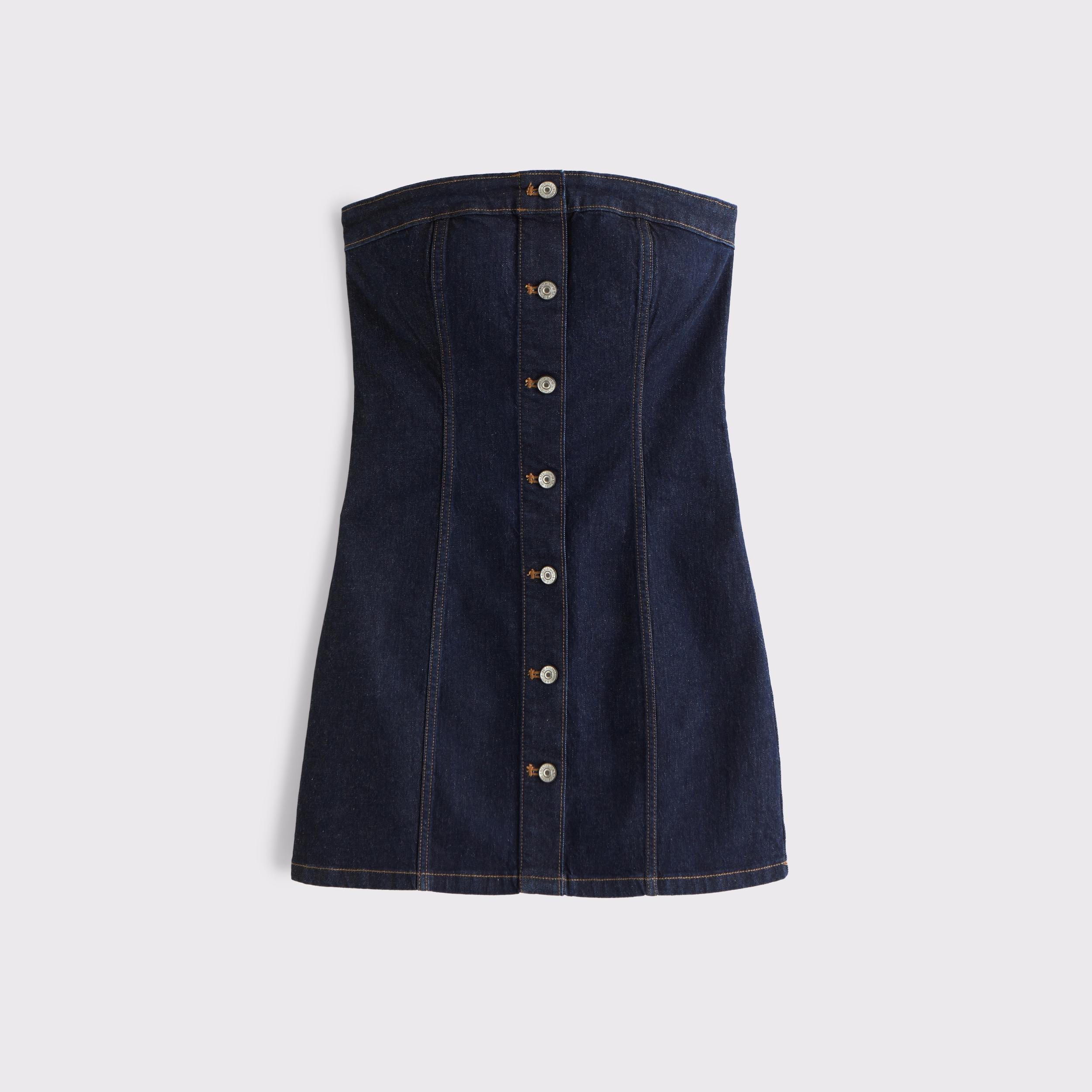 The A&F Mara Strapless Denim Mini Dress Product Image