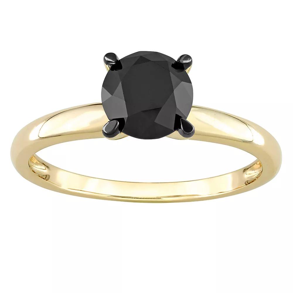 Stella Grace 14k Gold 1 1/2 Carat T.W. Round Black Diamond Solitaire Engagement Ring, Women's, Size: 4.50 Product Image