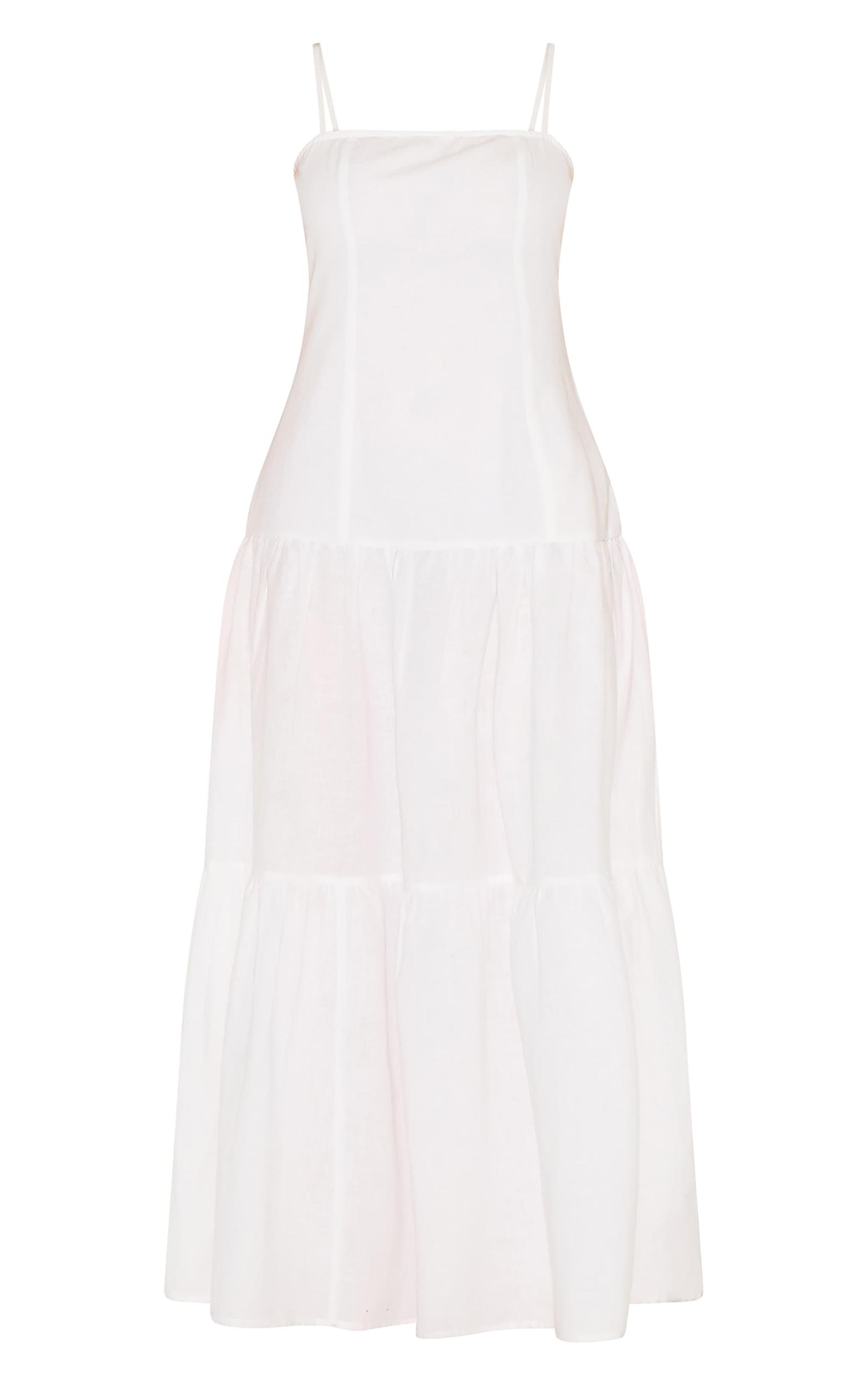  White Corset Dropped Waist Maxi Dress Product Image