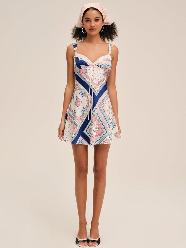 Summer Scarf Mini Dress — Blue Product Image