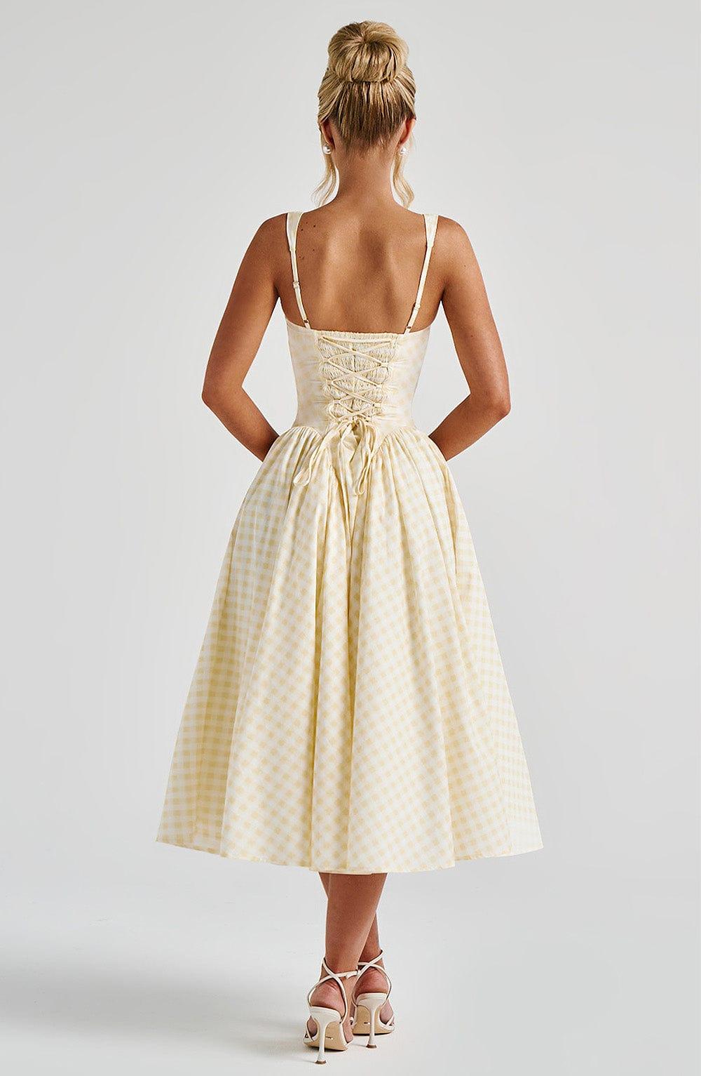Sherrie Midi Dress - Lemon Gingham Product Image