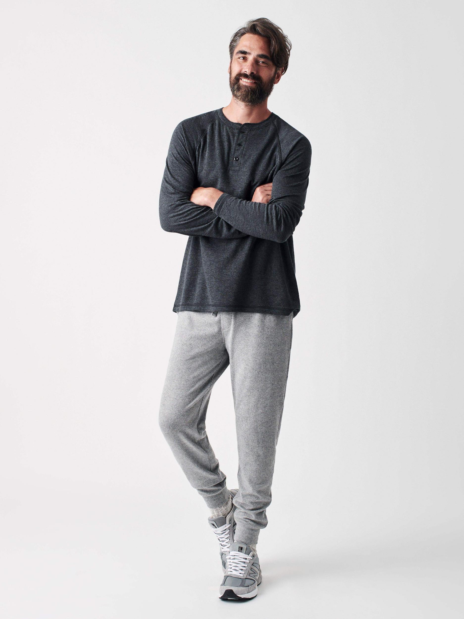 Long-Sleeve Newport Cloud Henley (Tall) - Charcoal Male Product Image