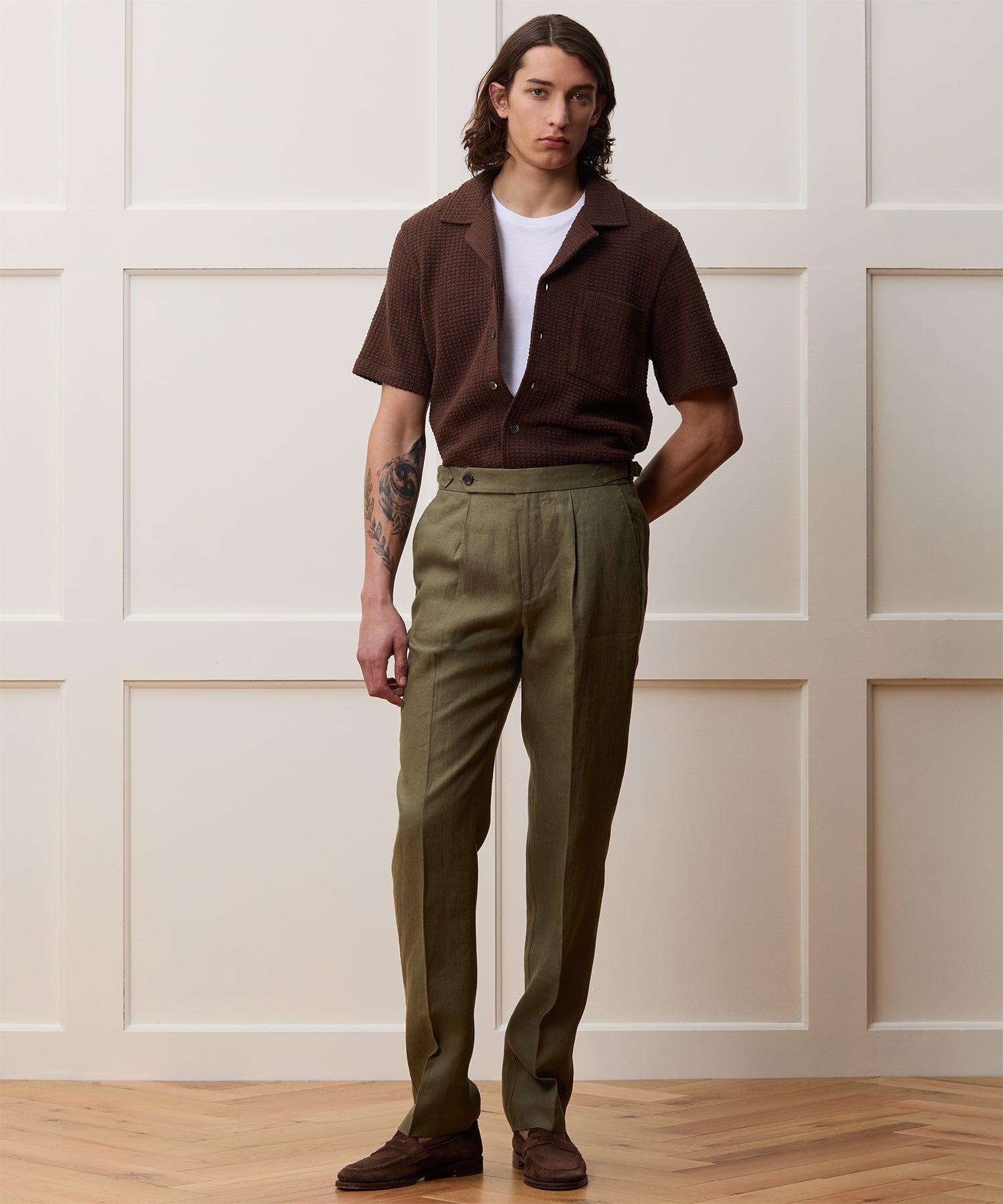 Straight Fit Irish Linen Side Tab Trouser Product Image