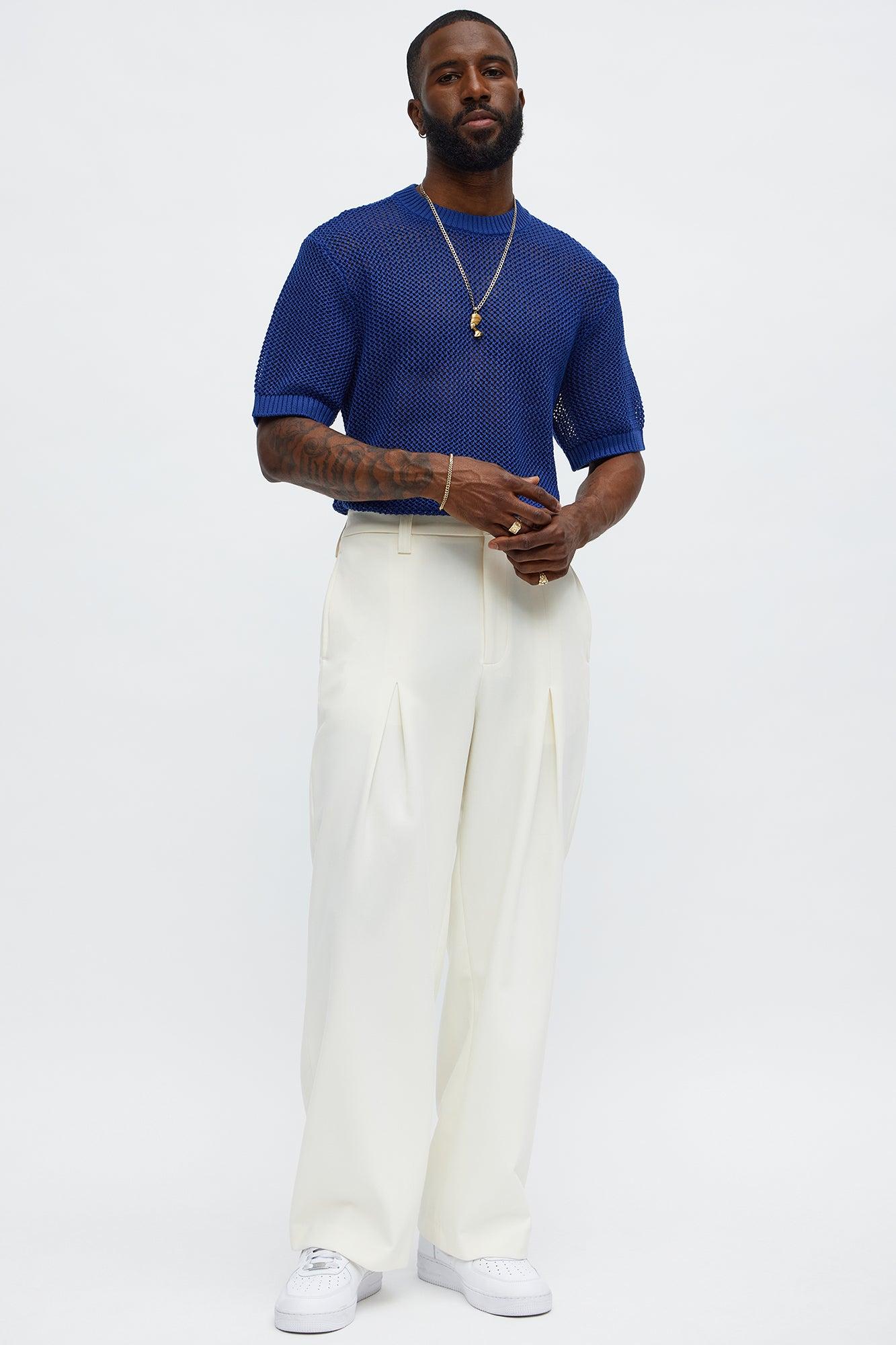 Unlimited PTO Open Knit Crewneck Tee - Blue Male Product Image