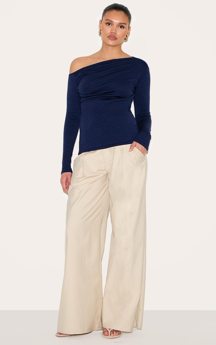 Navy Asymmetric Knitted Top Product Image