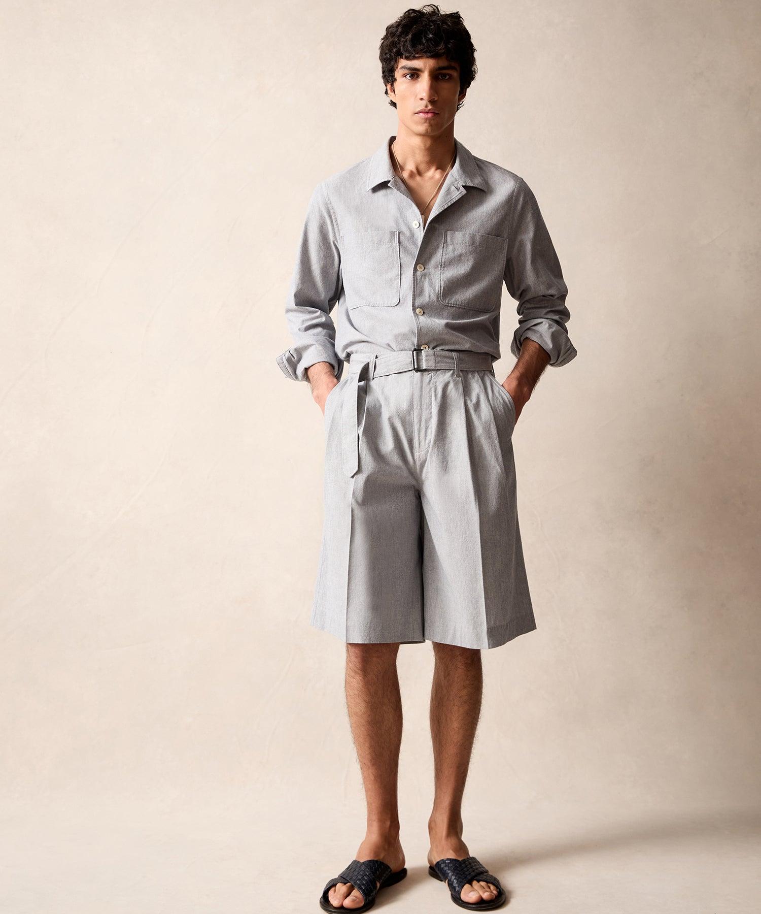 11" Japanese Belted Short in Light Grey Product Image