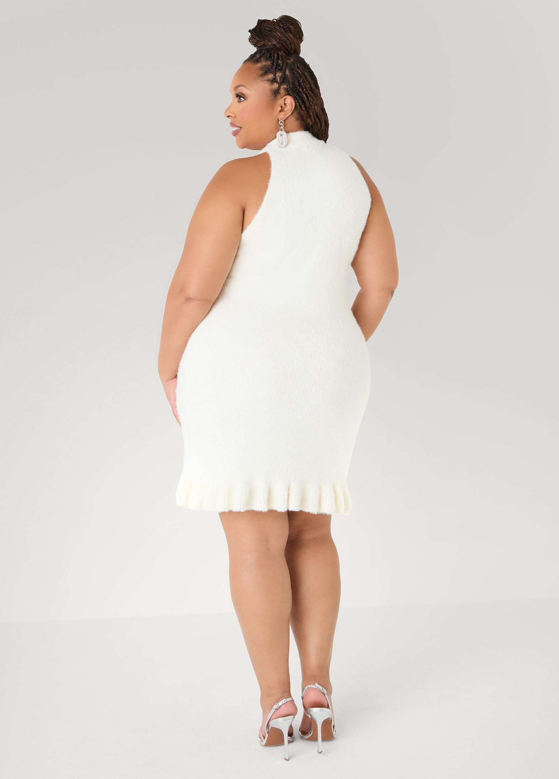 Flounced Embellished Sweater Dress Product Image