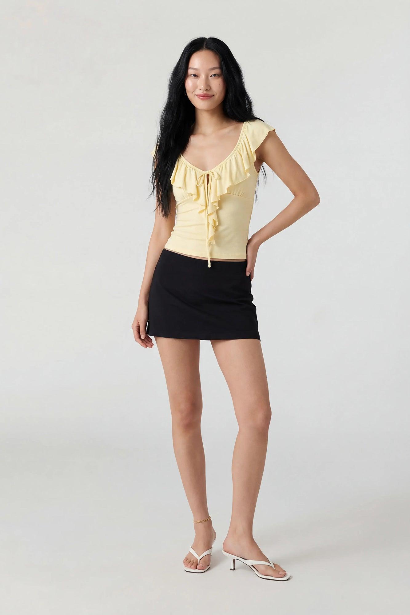 V-Neck Ruffle Tie Front Top Female Product Image